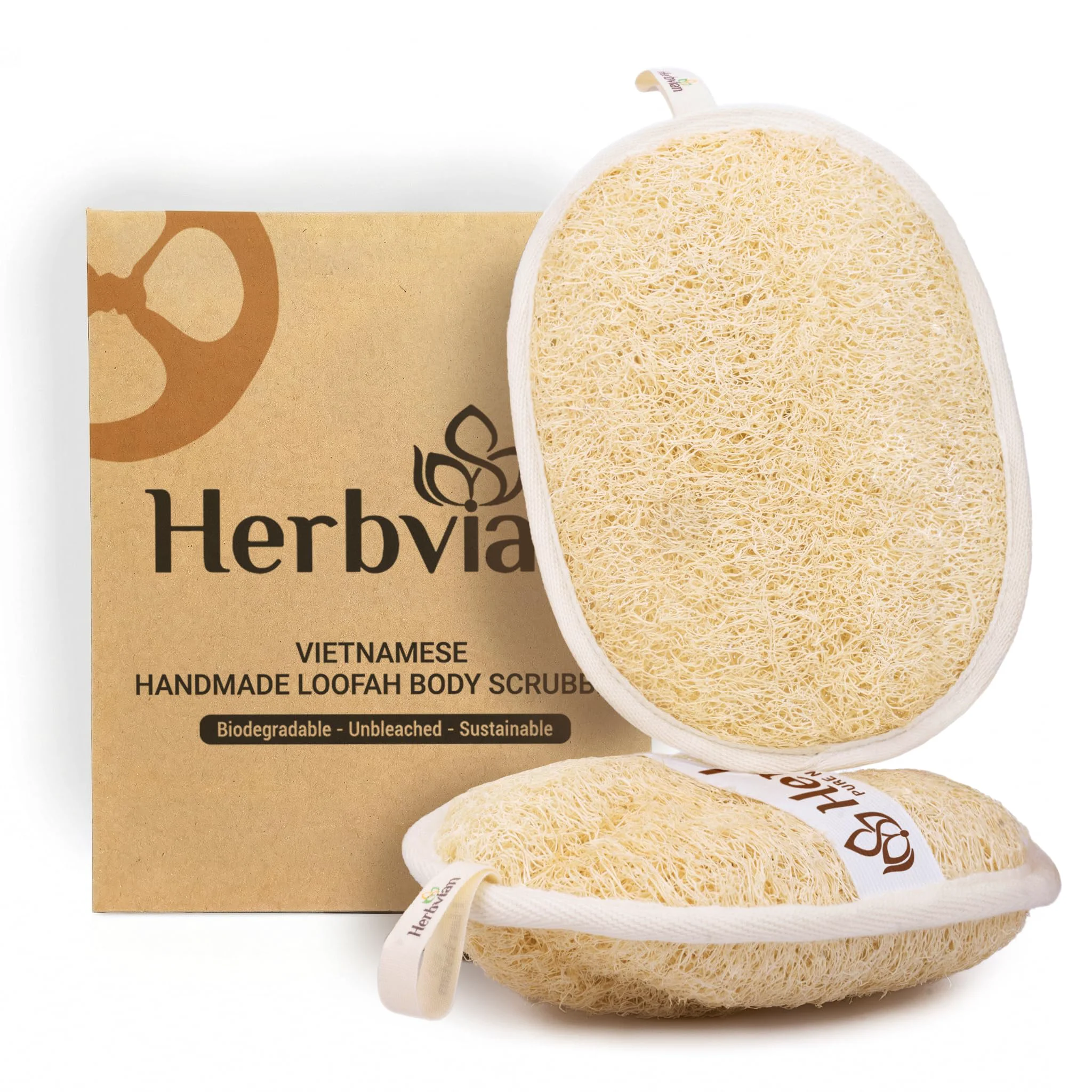 First-Class Herbvian Vietnamese Natural Loofah Exfoliating Body Scrubber Pads 100 Trusted