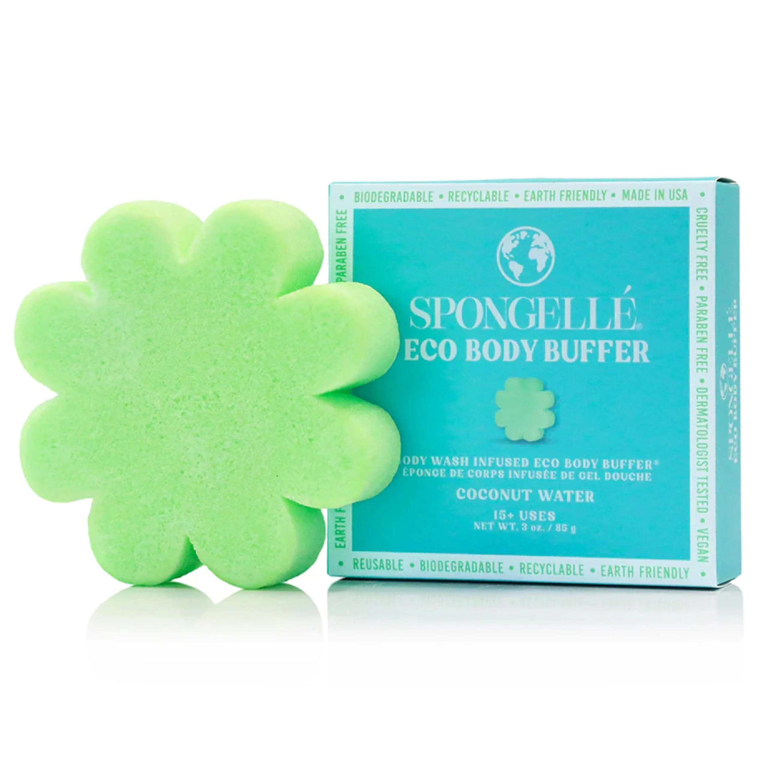 Optimized Spongelle Coconut Water Eco Collection Body Buffer Body Scrubber - Bath Shower Loofah for Men Women - Biodegradable Cruelty- Vegan Original Design