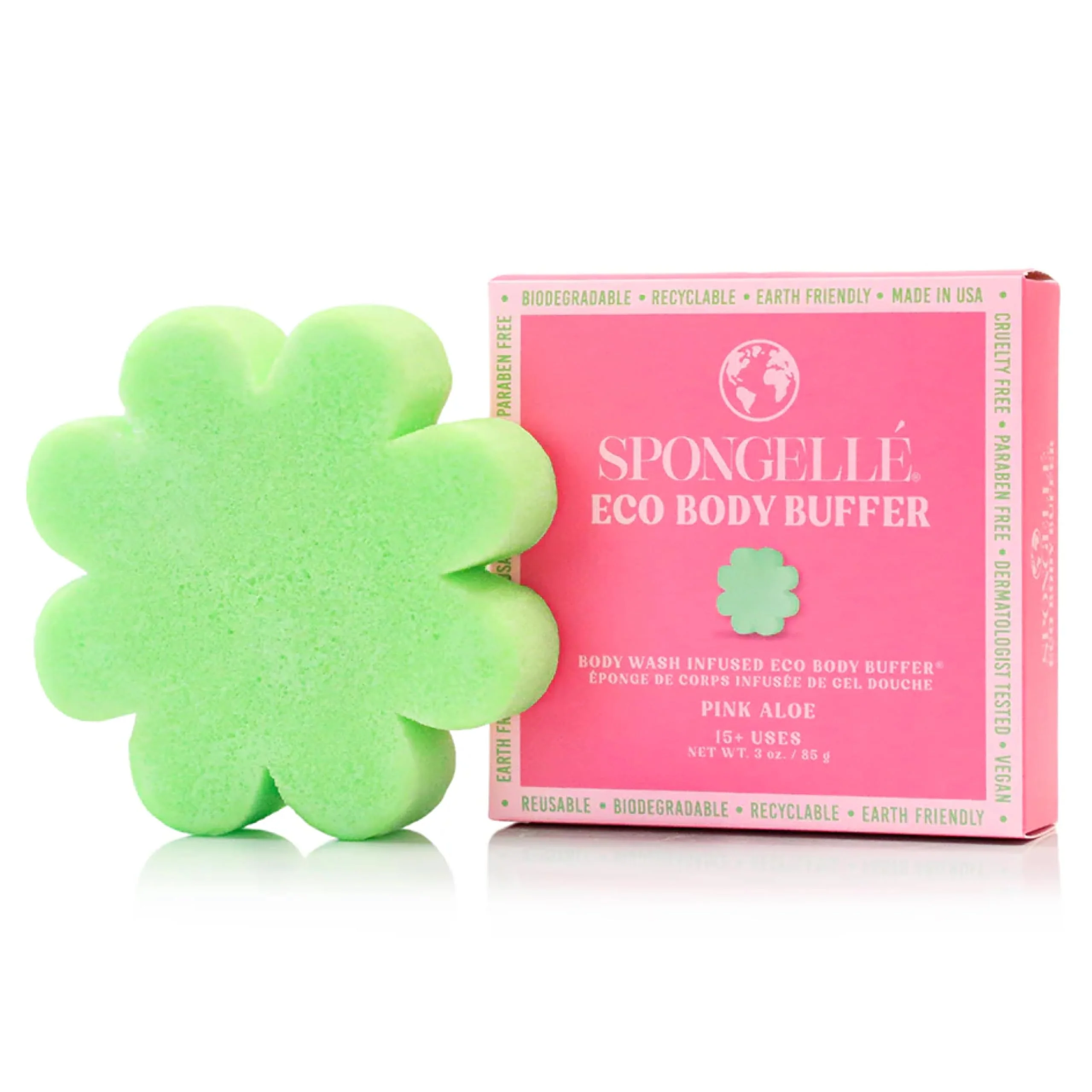 User-Friendly Spongelle Pink Aloe Eco Collection Body Buffer Body Scrubber - Bath Shower Loofah for Men Women - Biodegradable Cruelty- Vegan Relaxed