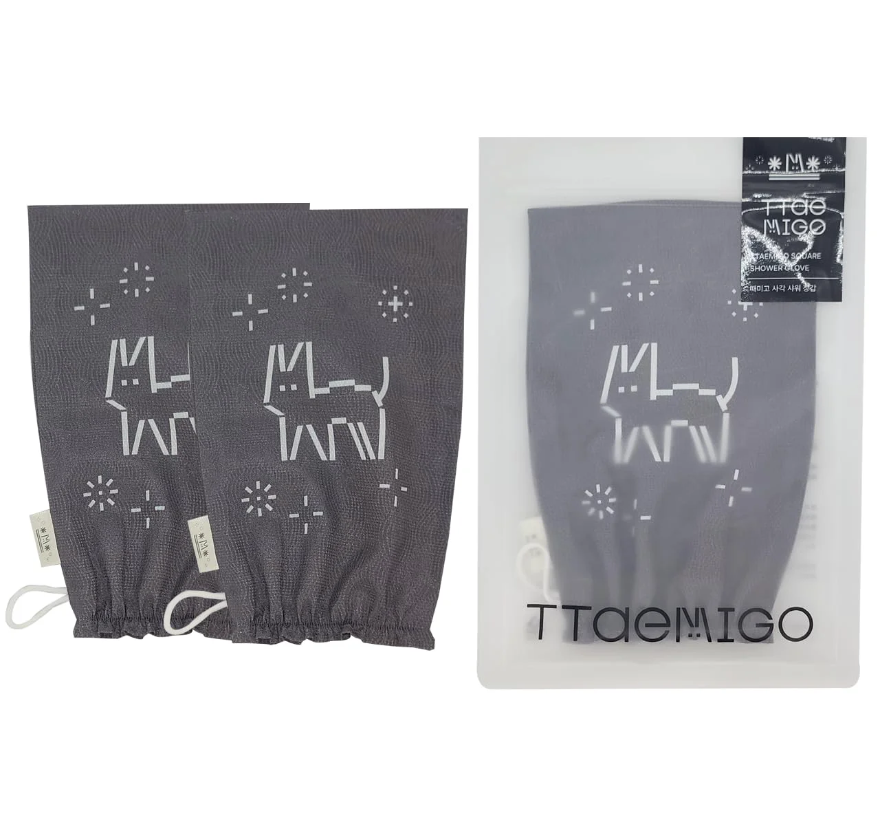Smart Ttaemigo Black Square Exfoliating Mitt for Body 2pc - ttaemigo is a premium exfoliating mitt made from the secret exfoliation method of the Korean Exclusive