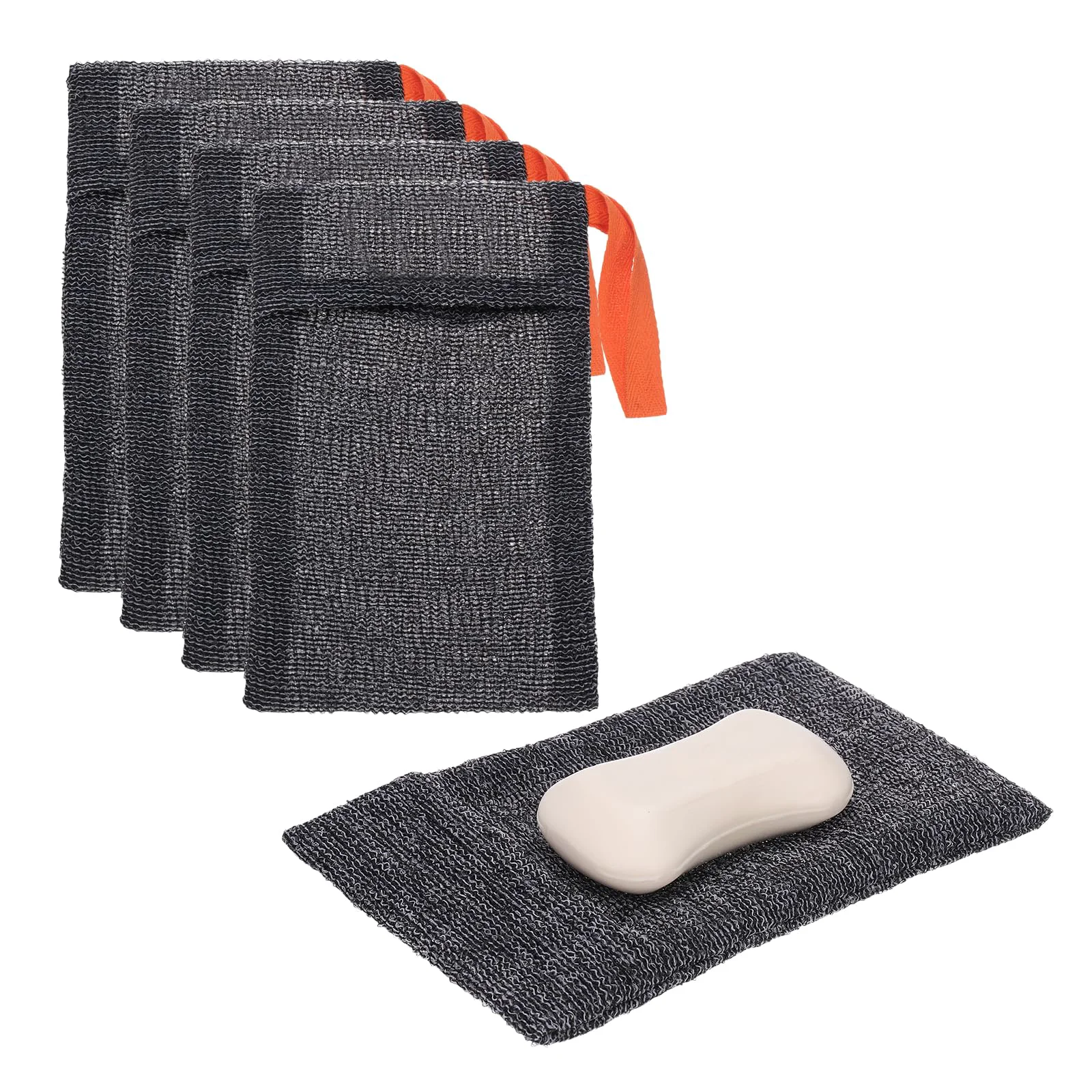 Specialty uxcell Loofah Soap Pouch 4 Pcs Bar Soap Saver Bag with Orange Handle Nylon Body Scrubber Pouch Exfoliating Net for Body Shower Foaming Travel Genuine