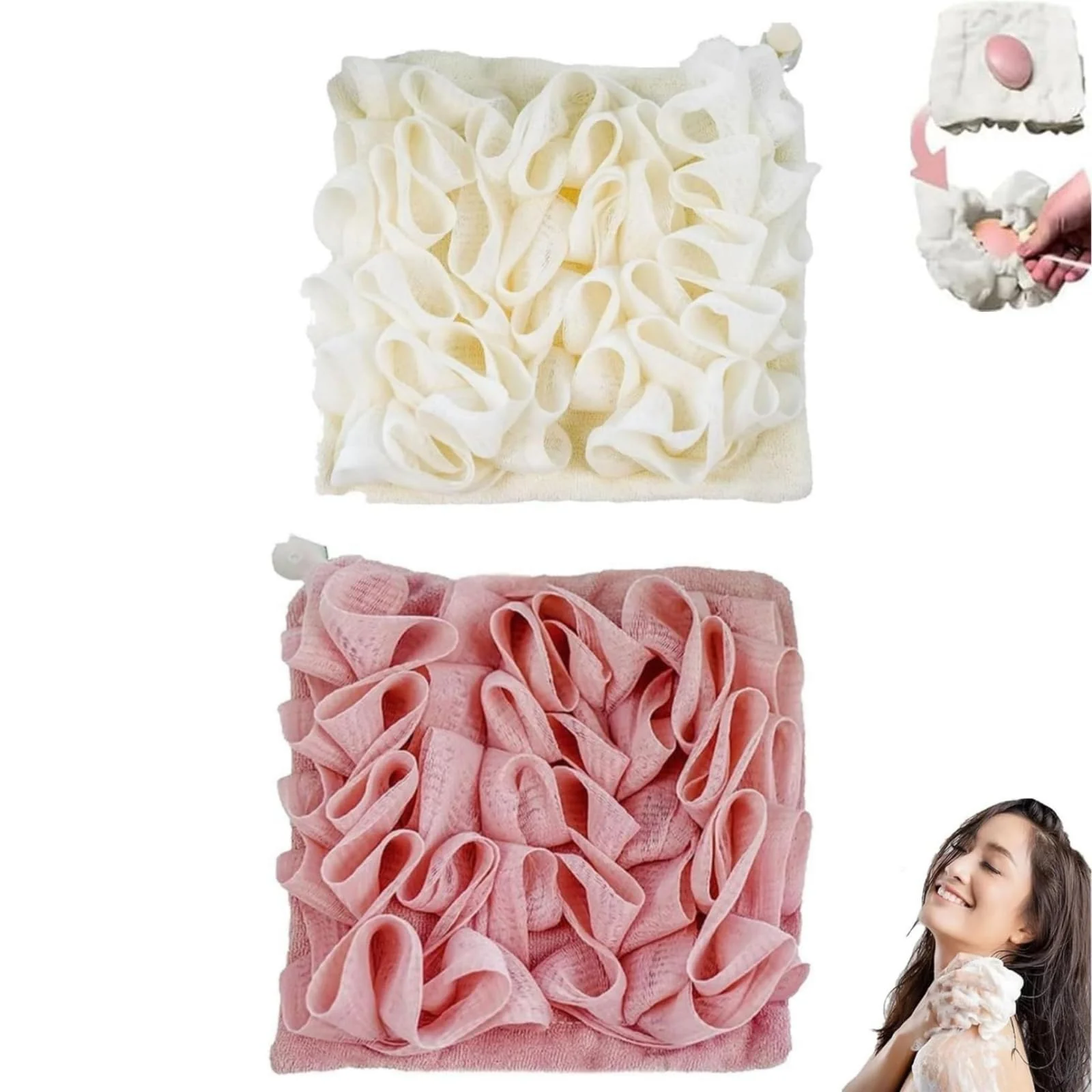 Top-Quality Wash Cloth Loofah Combo The Soft Loofah and Washcloth 2 in 1 Bath Loofahs Sponge Loofahs Exfoliation for Cleansing and Smooth Skin Modern