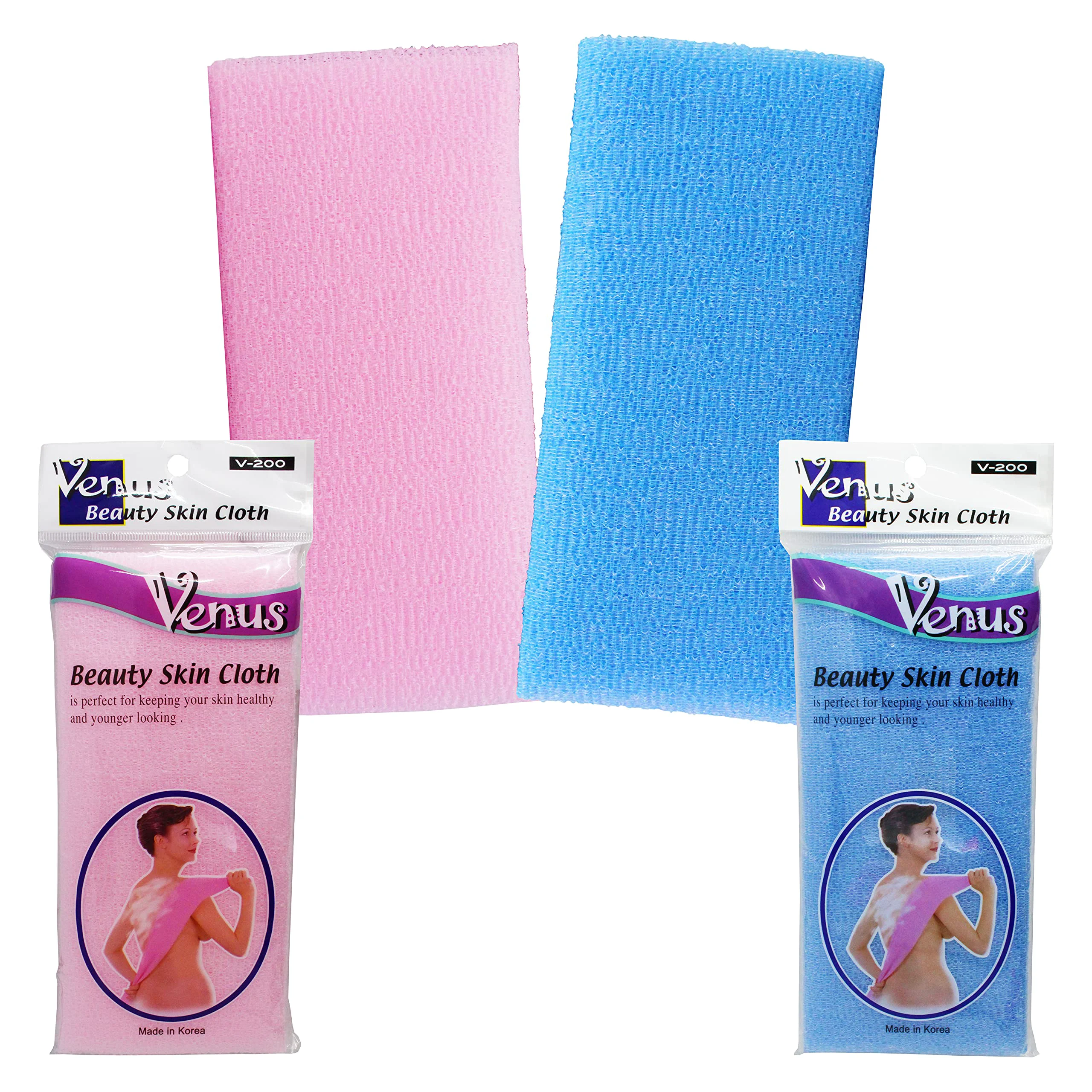 Reliable Venus Beauty Bath Shower Exfoliating Towel Cloth Nylon Mesh Korean Loofah Scrub Washcloth Back Scrubber Assorted Colors 4 Pack Solid