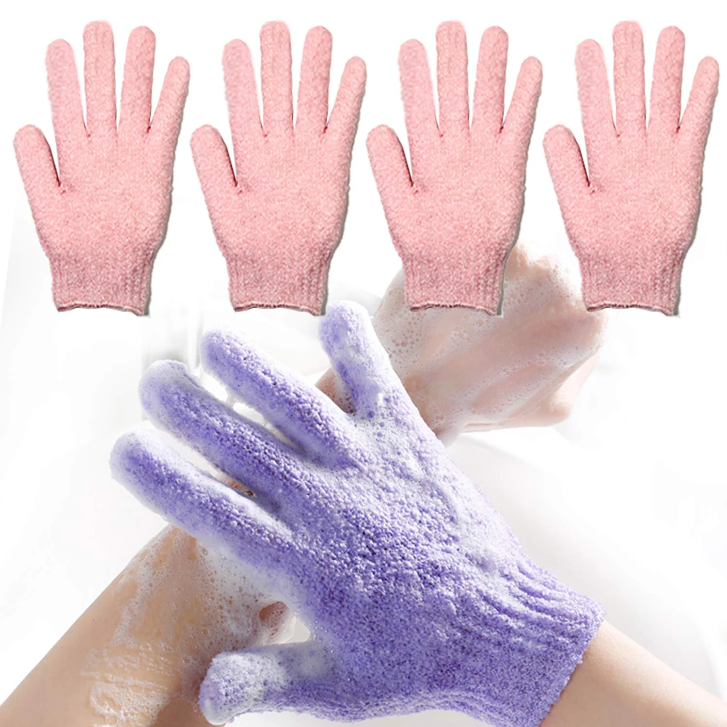 Proven Exfoliating Bath Gloves Body Scrub Wash Mitts Skin Massage Sponge Towel Deep Cleansing Dead Skin Loofah Brush Scrub Luxury Spa Heavy with Lanyard Green