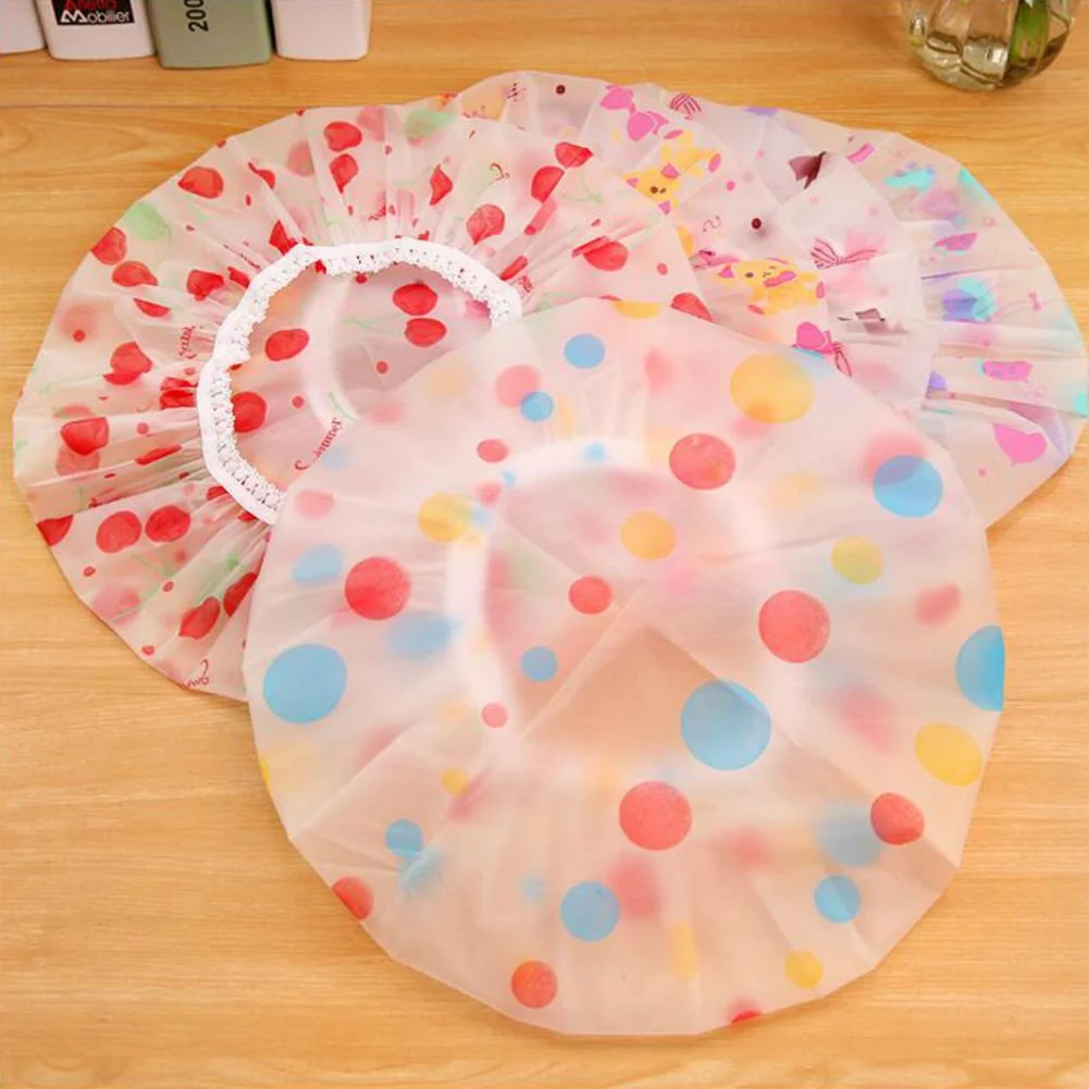 Consistent AKOAK 5 Pieces Reusable Waterproof EVA Plastic Lace Elastic Band Flower Printed Hat Environmental Protection Hair Bath Caps Shower Caps Professional