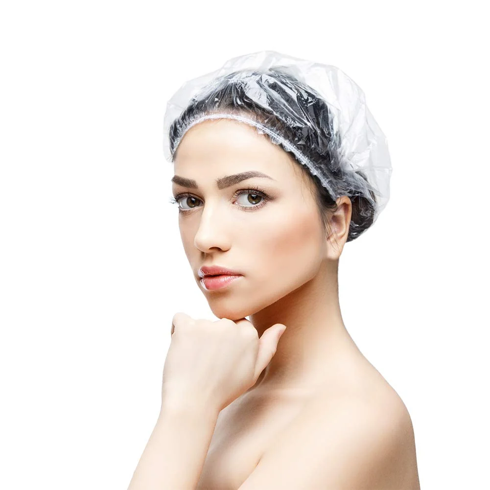 Solid 30pcs Disposable Shower Caps - Multi-Purpose Thickening Elastic Bath Cap Plastic Waterproof Clear Shower Cap Bath Shower Caps Women Spa Men Hair Comfortable