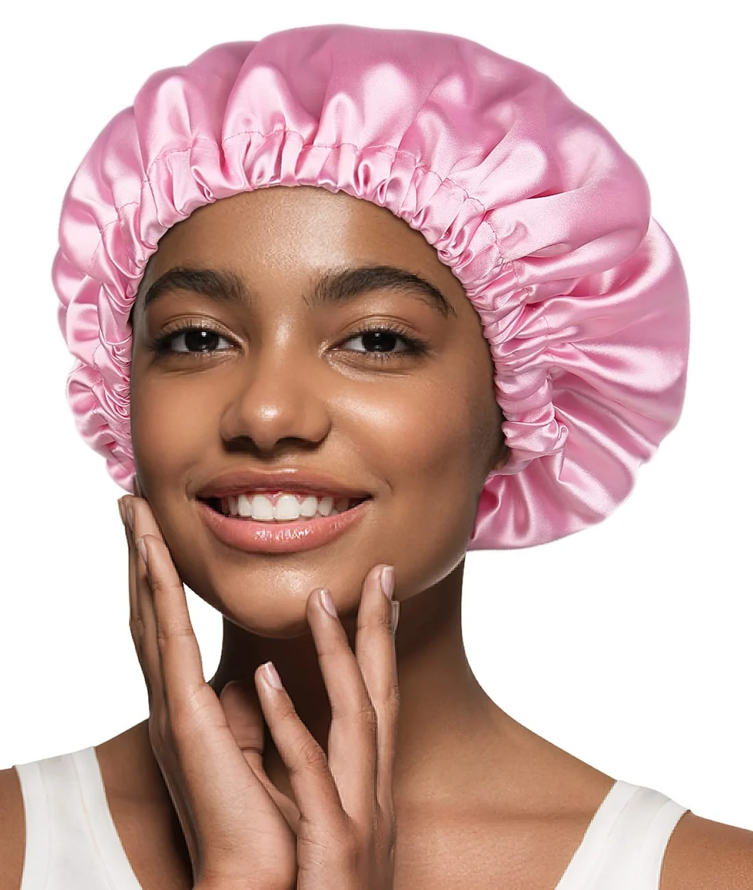 Stylish Night Cap Satin Beanie Silk Turban Curly Hair Wrap for Sleeping Pink Convenient