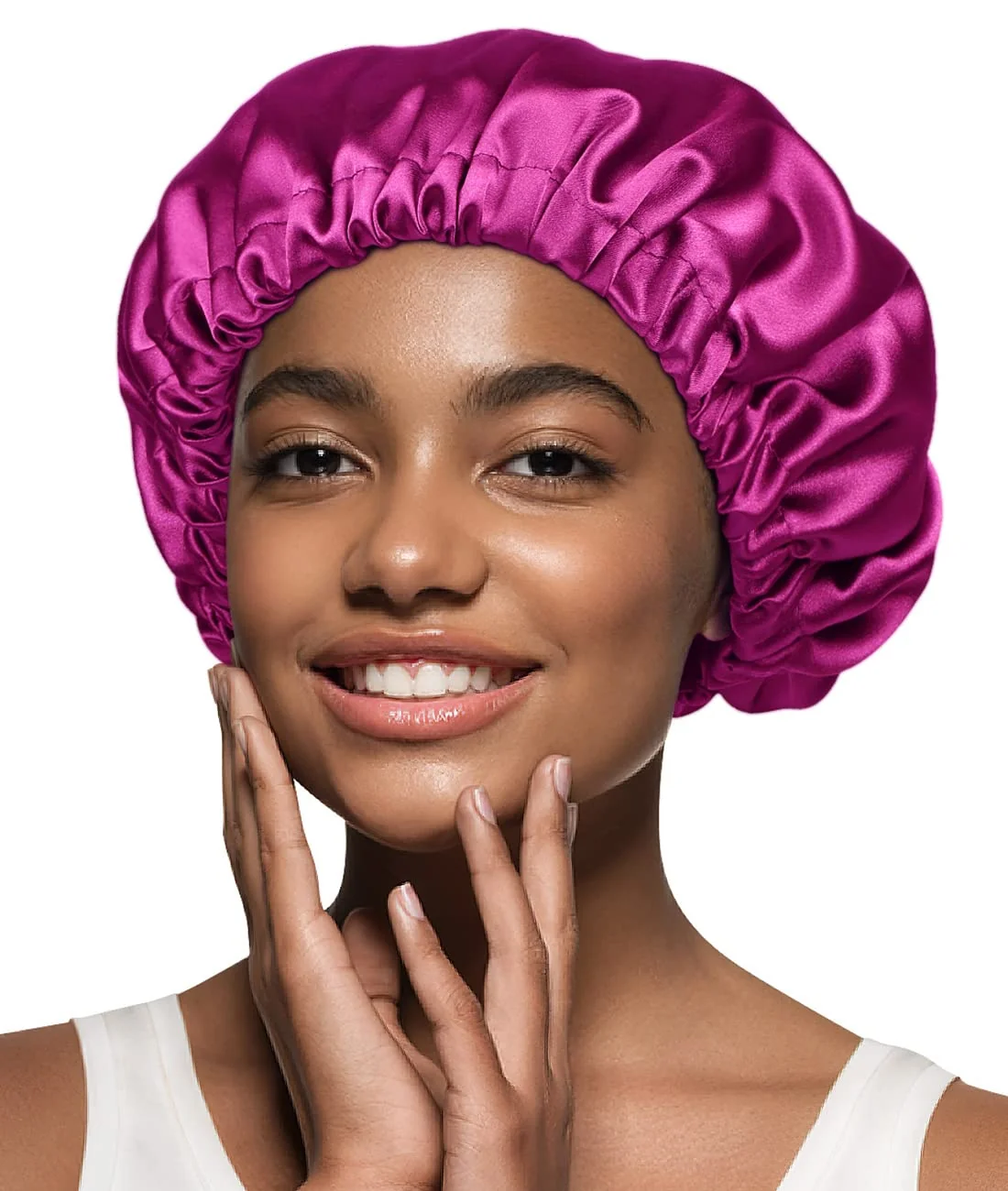 Selected Women s Silk Bonnet for Curly Hair Sleeping Soft Slouchy Chemo Beanie Fuchsia Convenient