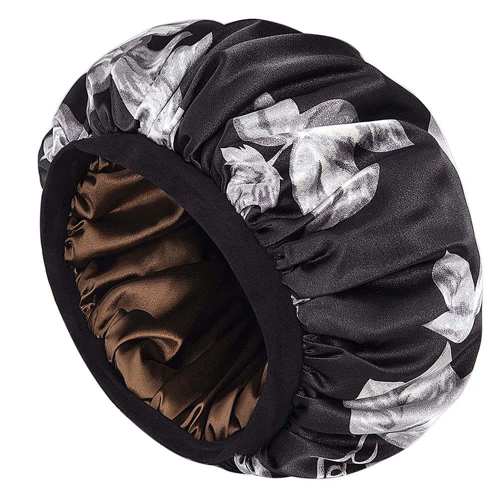 Original Long Hair Sleeping Head Wrap Fashionable Sleeping Cap Girls Silky Satin Bonnet Leaves Lightweight