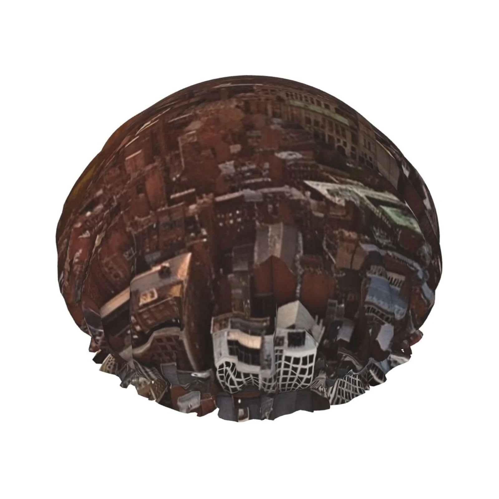 Original York City Sunset Picture Shower Cap for Women Men Large Reusable Shower Bonnet Double-Layer Waterproof Bath Caps Elastic Band Hair Hat for All Enhanced