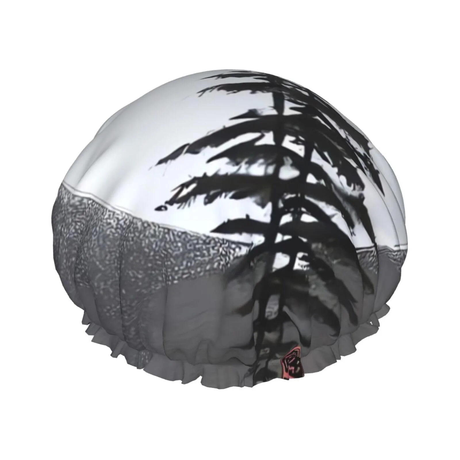 Safe Moon Pine Tree Shower Cap for Women Men Large Reusable Shower Bonnet Double-Layer Waterproof Bath Caps Elastic Band Hair Hat for All Hairstyles Environmentally Friendly