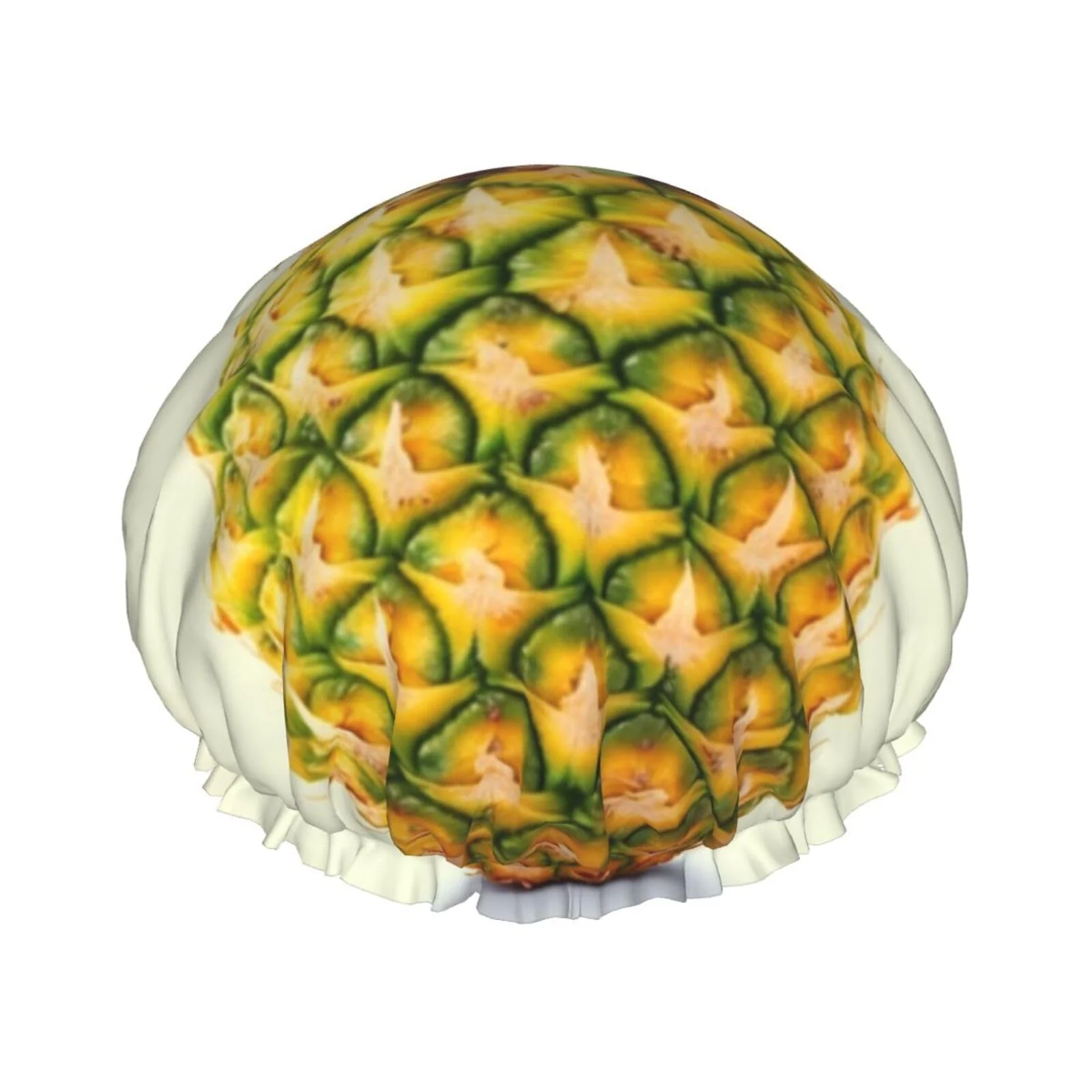 Fast fresh pineapple Shower Cap for Women Men Large Reusable Shower Bonnet Double-Layer Waterproof Bath Caps Elastic Band Hair Hat for All Hairstyles Exceptional