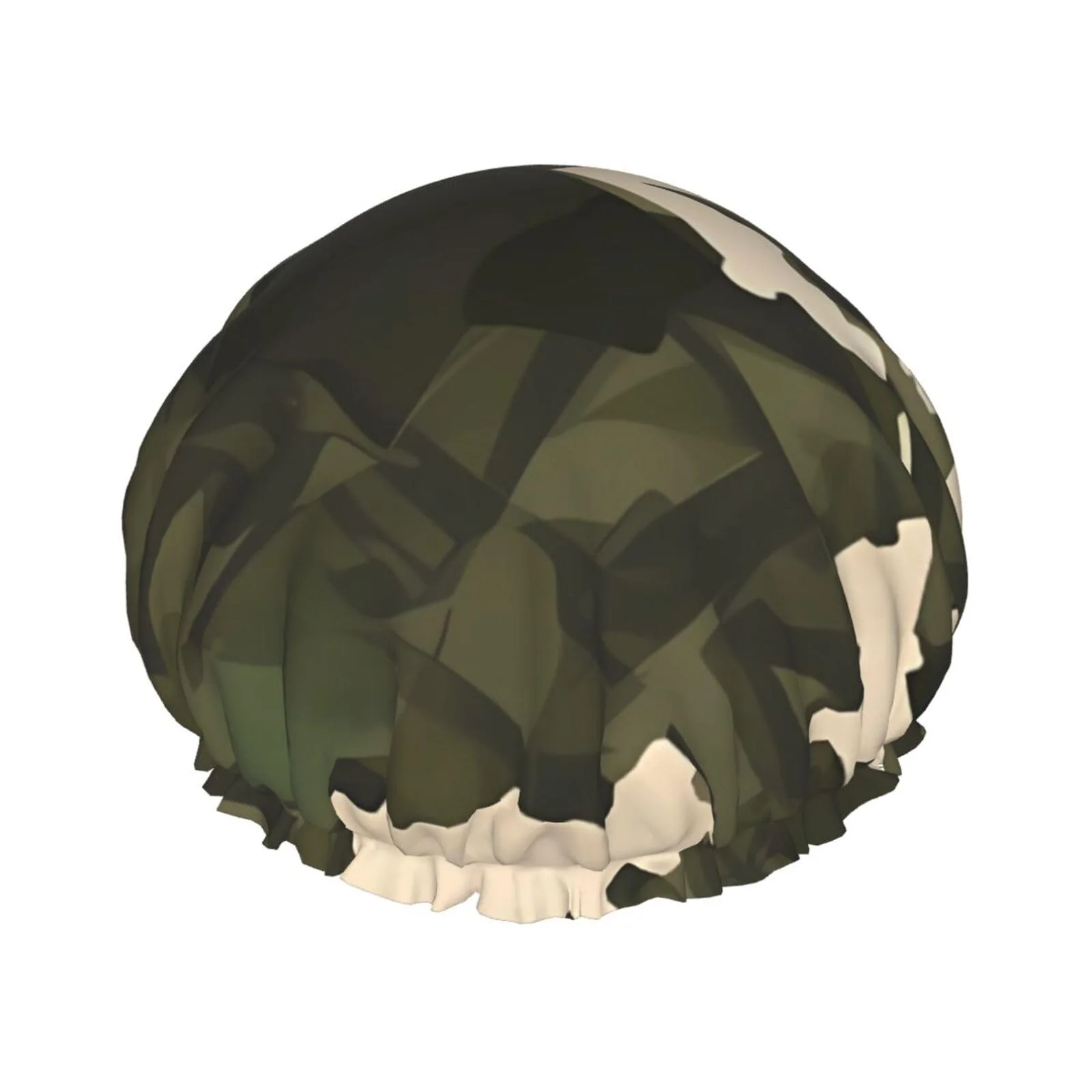 Crafted Army camouflage Shower Cap for Women Men Large Reusable Shower Bonnet Double-Layer Waterproof Bath Caps Elastic Band Hair Hat for All Hairstyles World-Class