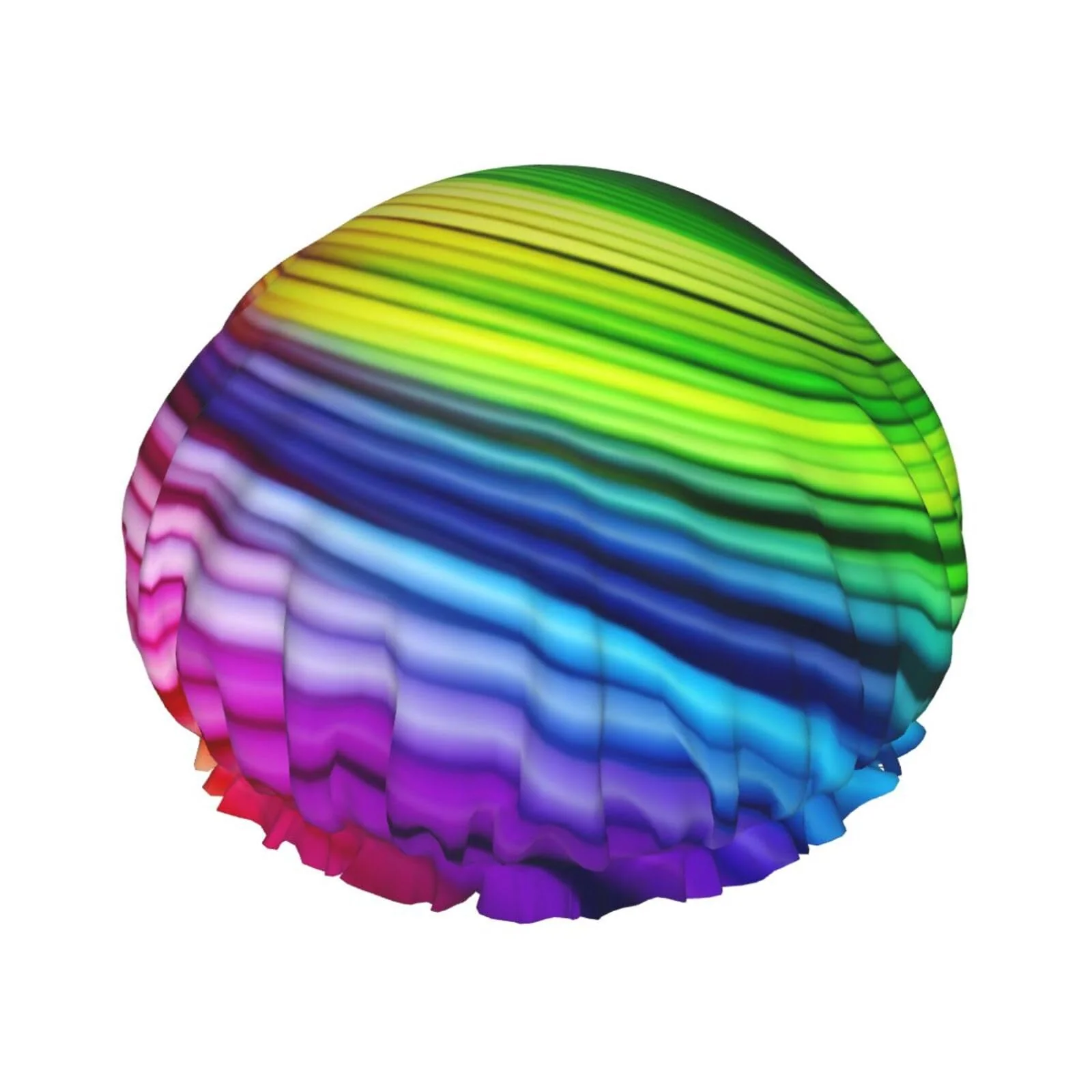Selected Rainbow Spiral Shower Cap for Women Men Large Reusable Shower Bonnet Double-Layer Waterproof Bath Caps Elastic Band Hair Hat for All Hairstyles Casual