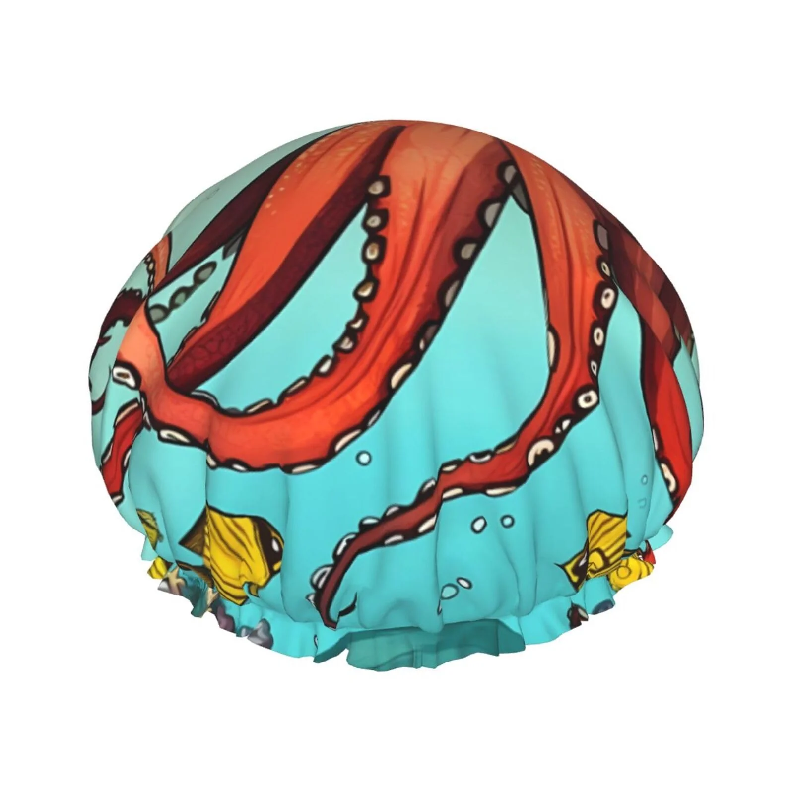 Modern Giant Octopus Shower Cap for Women Men Large Reusable Shower Bonnet Double-Layer Waterproof Bath Caps Elastic Band Hair Hat for All Hairstyles Luxury