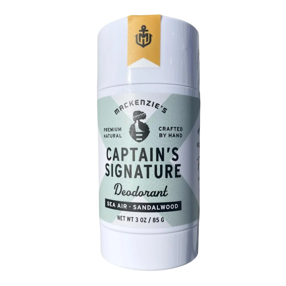 Casual MacKenzie's Captain's Signature Deodorant - Gifts for Fisherman - Gifts for Men - Aluminum - Natural Deodorant - Sea Air Sandalwood Scented - 3 Quality