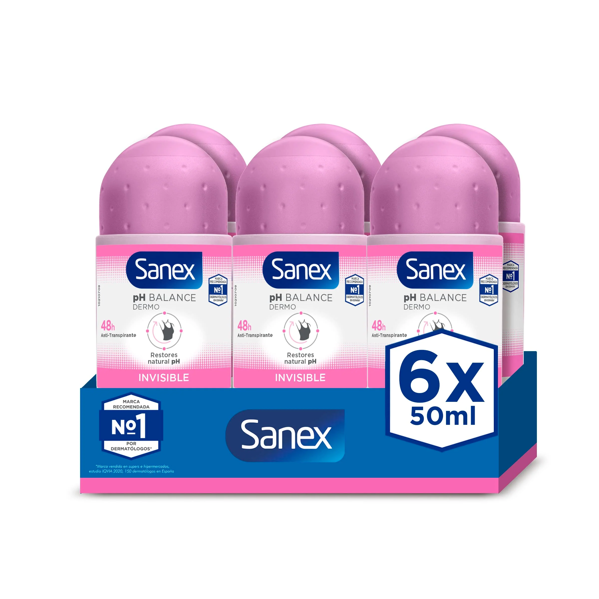 Solid Sanex Deodorant Roll On Dermo Invisible 50 ml 6 Pack Top-Quality