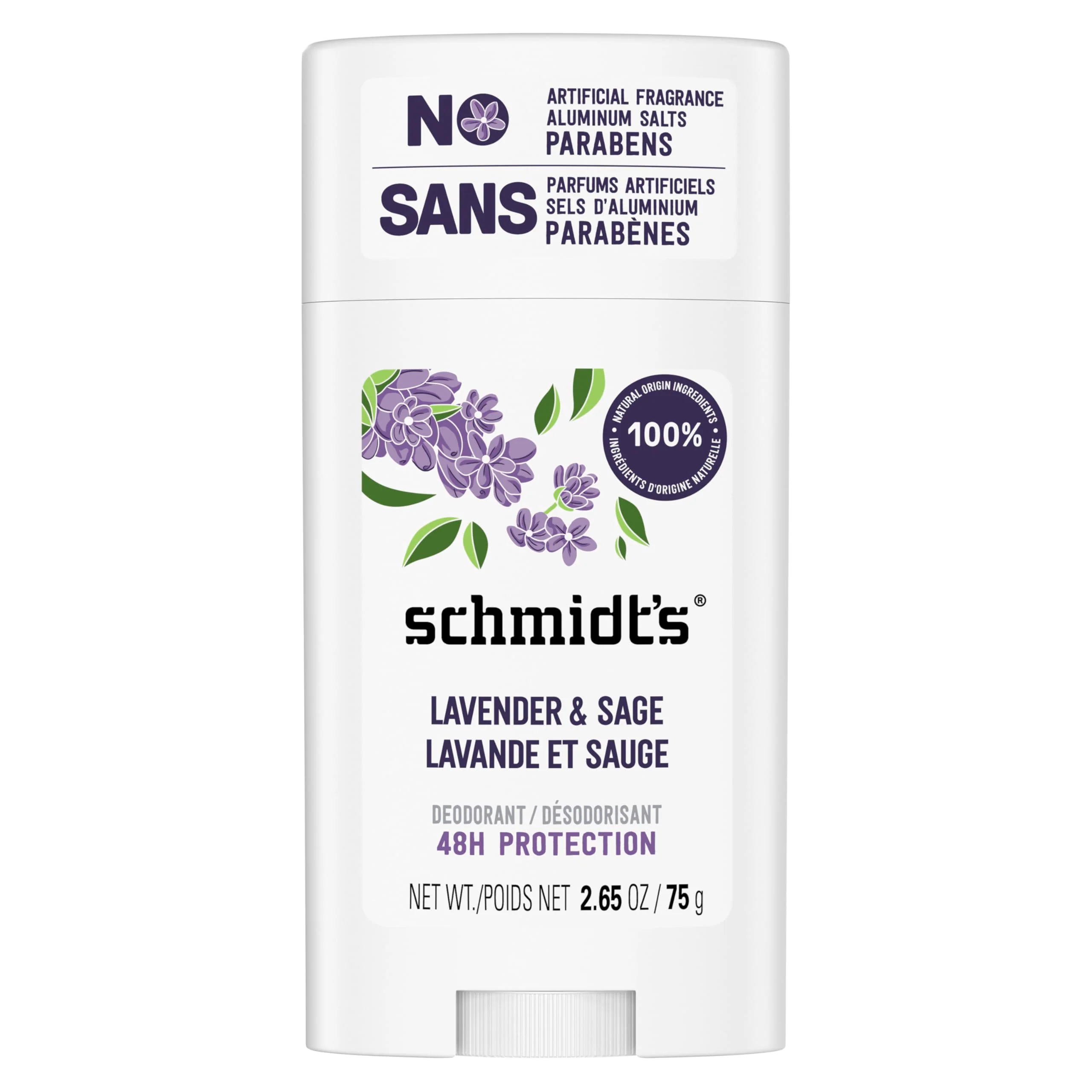 Trusted Schmidt's Aluminum- Vegan Deodorant Lavender Sage with 24 Hour Odor Protection for Women and Men Natural Ingredients Cruelty- 2.65 oz Reliable