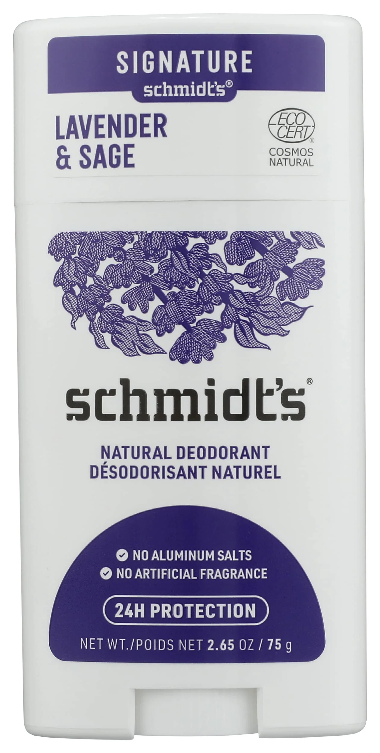 Breathable Schmidt's Aluminum Natural Deodorant for Women and Men Lavender and Sage with 24 Hour Odor Protection Vegan Cruelty 2.65 Oz Smart