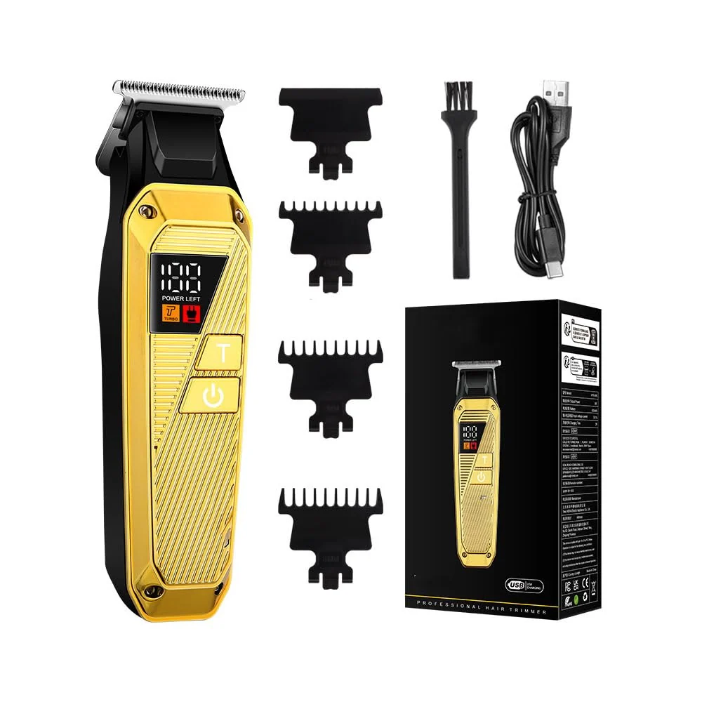 Reliable Mens Hair Clipper-Rechargeable Cutting Kits with LED Display 3 Limit Combs Cordless Beard Trimmer for Home Use Barbers High-Grade