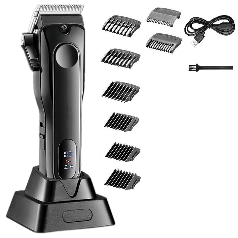 Classic GLESVOWIO Pro Hair Clipper Rechargeable Trimmer for Men Cordless Professional Beard Electric Cutting Machine Two Motor Speed Solid