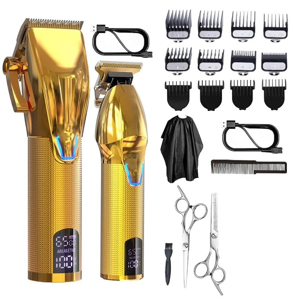 Efficient GLESVOWIO Hair Clippers for Men 2 PCS Professional Hair Clipper Haircuter Men's Barber Beard Trimmer Rechargeable Hair Cutting Machine Hair Trimmer Smooth