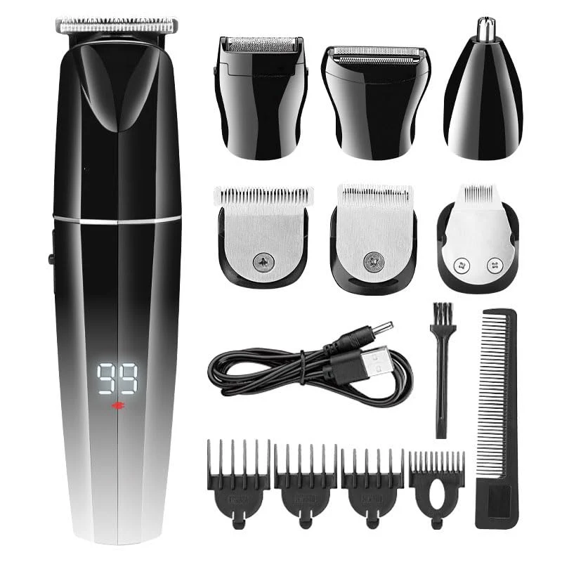Stylish GLESVOWIO Multifunctional Beard Trimmer for Men 6 in 1 Hair Clippers Kit Precision Cordless Grooming for Body Nose Ear with Foil Razor Reusable