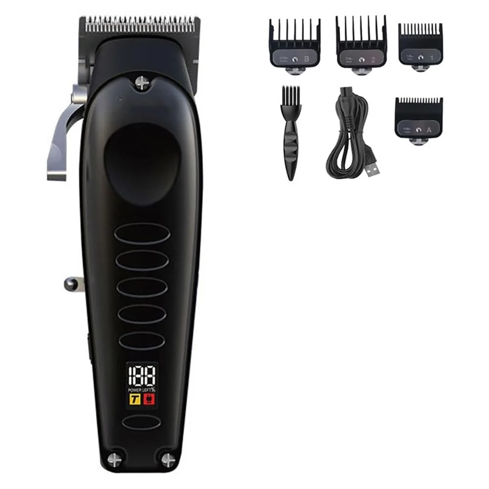High-Grade GLESVOWIO Hair Cutting Tool All Metal Professional Hair Trimmer for Men Rechargeable Beard Hair Clipper Barber Cordless Electric Hair Cutter Machine Minimalist
