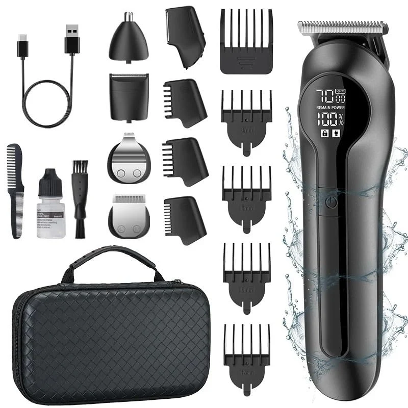 Secure GLESVOWIO Hair Clippers for Men 6 in 1 Multifunctional Clipper with Digital Display High Power Electric Shaver Nose Trimmer Grooming Kit Fast
