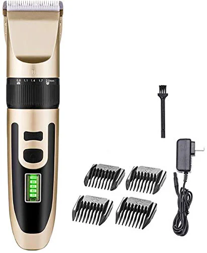 Optimized GLESVOWIO Hair Clipper Rechargeable Professional Electric Power Display Razor Child Adult Cordless Trimmer for Style Haircutting At Home-Gold Healthy