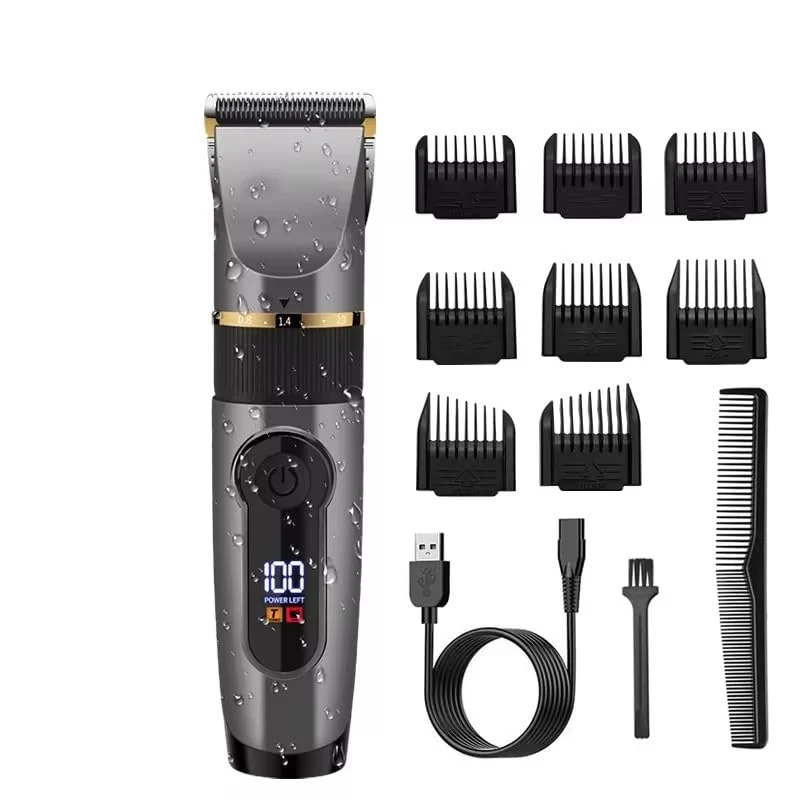 Traditional GLESVOWIO Professional Hair Clipper Ceramic Blade Male Trimmer LED Display Haircut Machine USB Charging for Men Household Barber Adjustable Speed Advanced