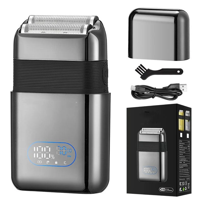 Comfortable Electric Foil Shavers for Men Portable Travel Razor with Big LED Display 3 Floating Blades - IPX7 Waterproof Wet Dry Face USB Healthy