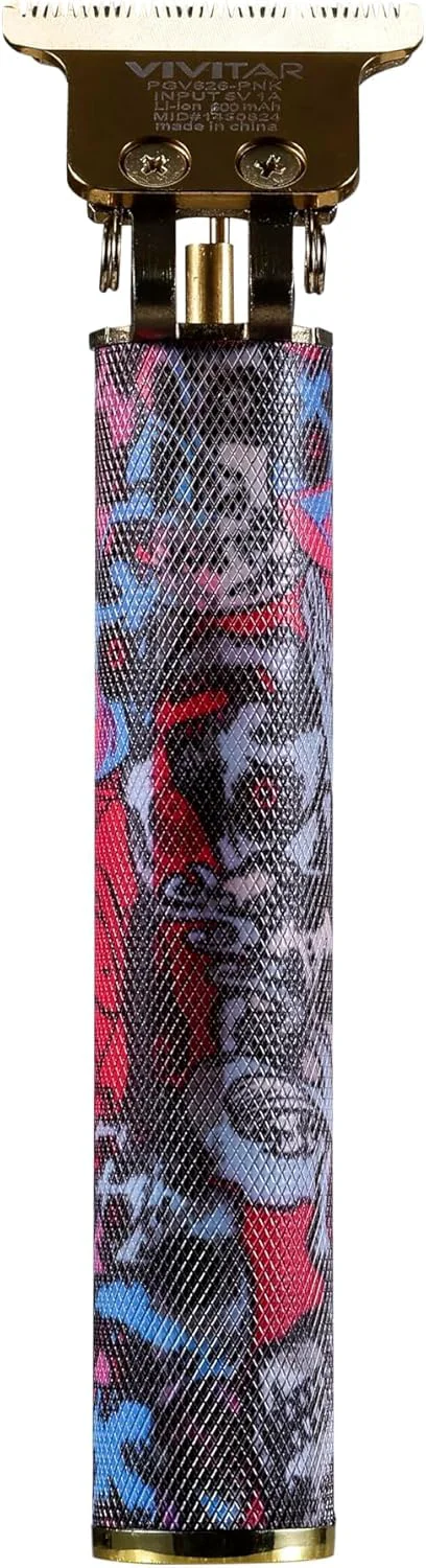 Crafted Vivitar - Cordless Hair Trimmer T-Blade Precision Cutting Lightweight Design for Easy Grooming Pink Expertly Made