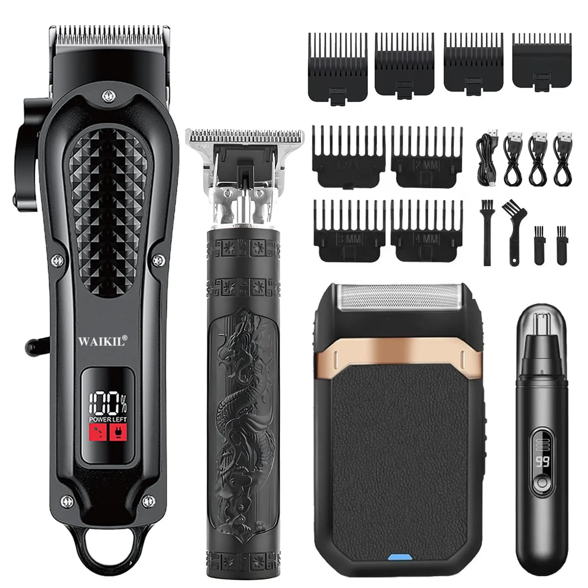 Easy-to-Use WAIKIL Hair Clippers for Men Professional Set with T9 Trimmer Foil Shaver Nose Hair Trimmer Cordless Barber Grooming Kit with LCD Display Smooth