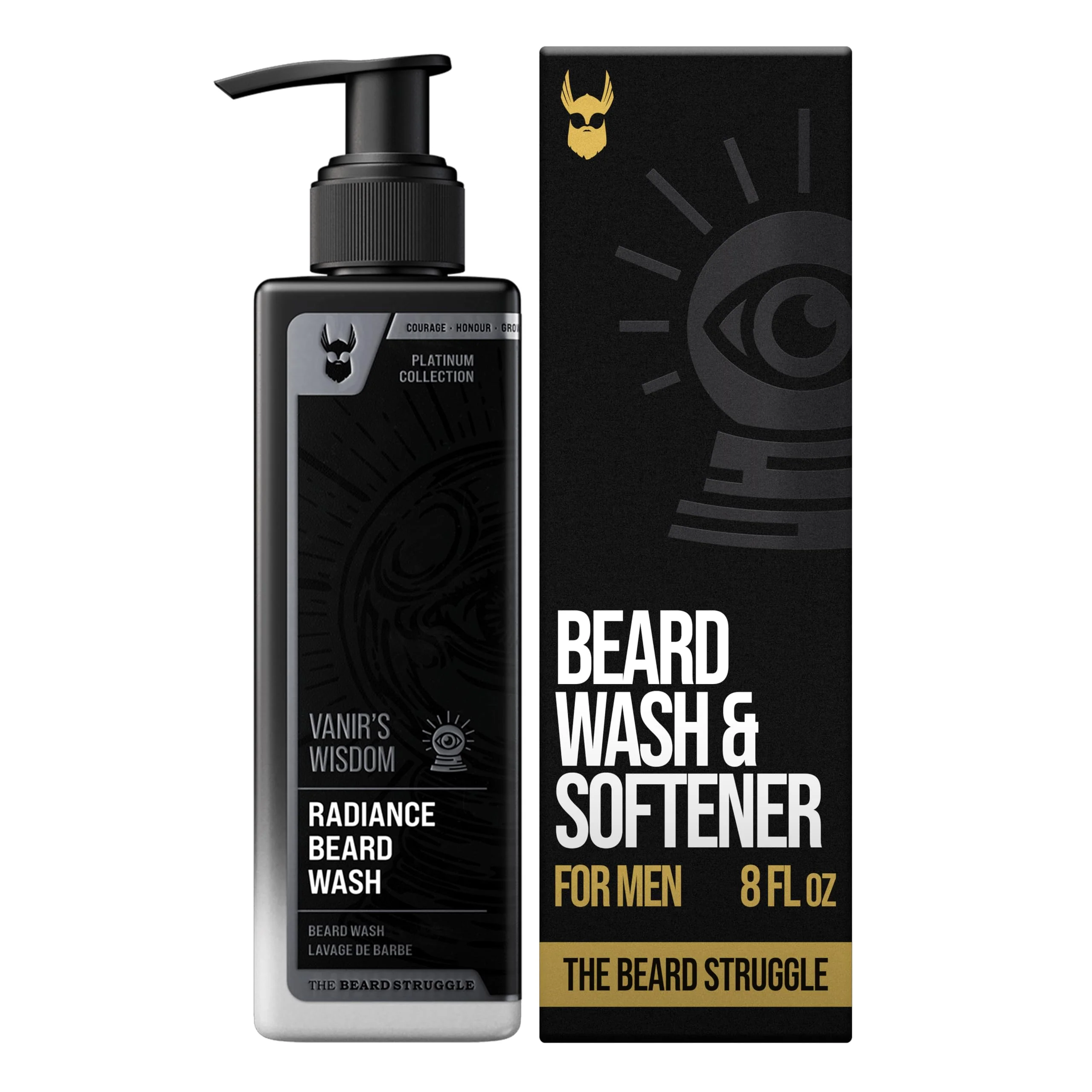 Specialty The Beard Struggle Radiance Beard Wash - Platinum Collection Vanir s Wisdom - Cleanse Nourish Soften - Beard Cleanser for Men 8 fl oz Reusable