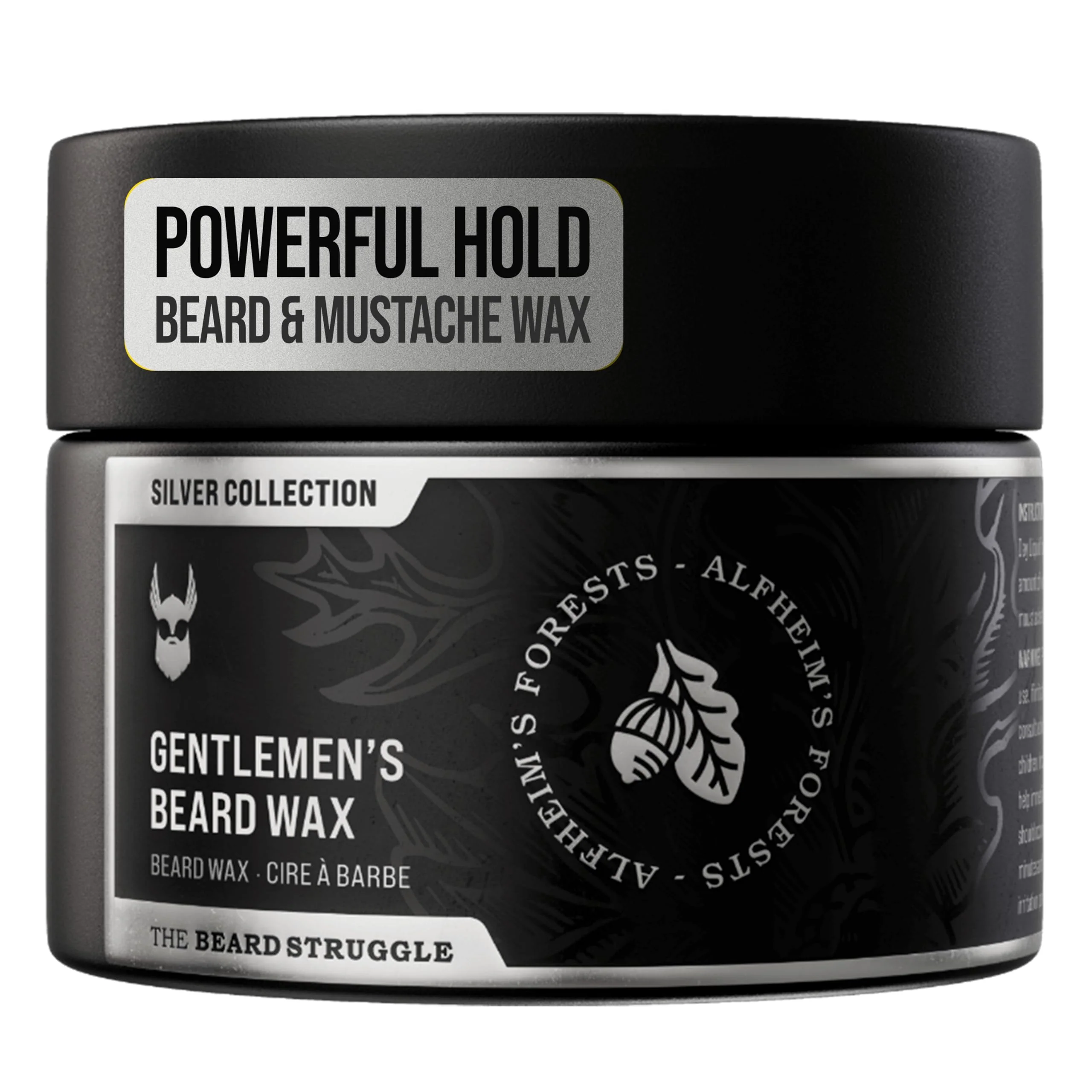 Secure Gentlemen's Beard Mustache Wax for Men by Beard Struggle - Viking Beard Wax Helps to Tame Style Groom - Silver Collection - Alfheim's Forests Efficient