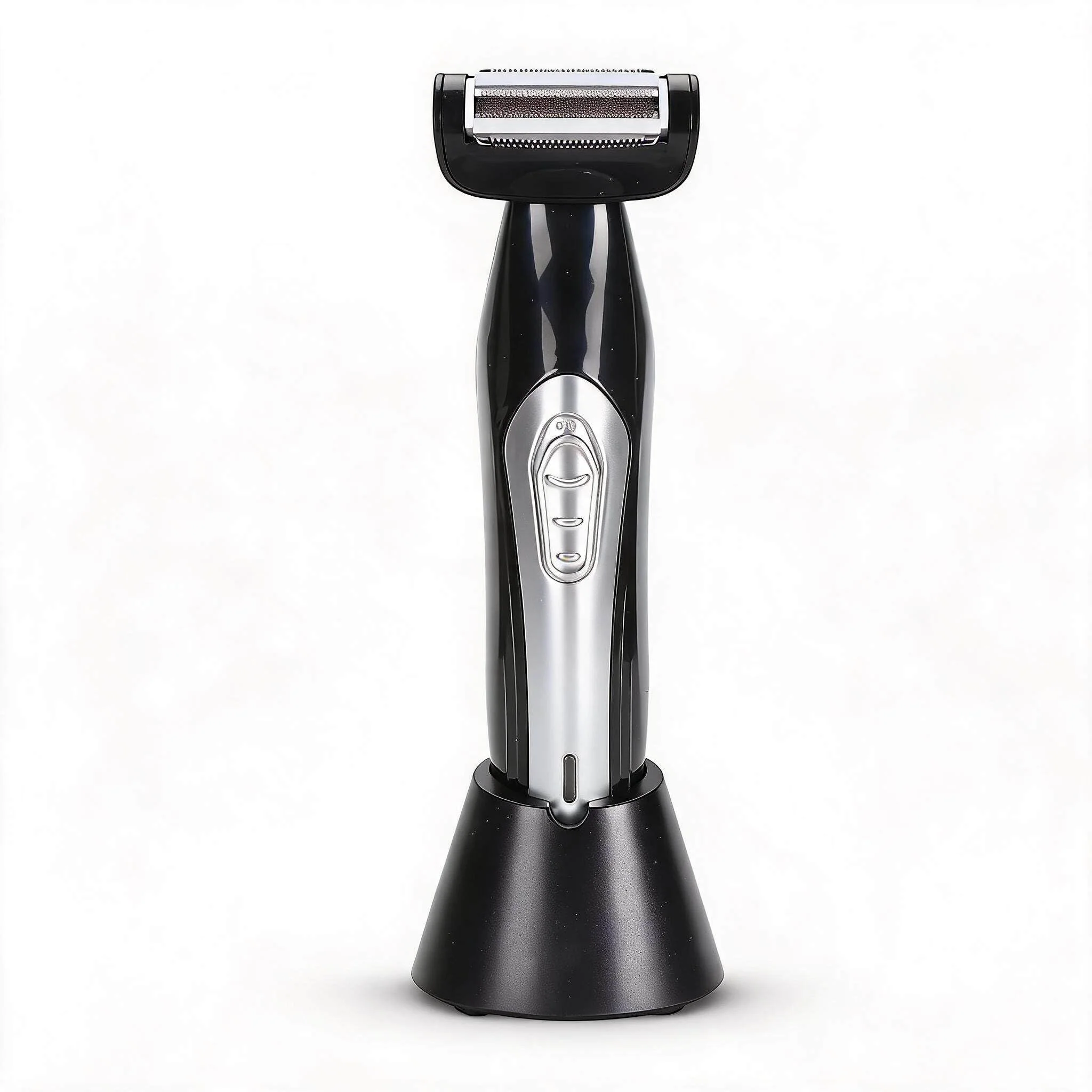 Clean Body Hair Trimmer for Men - Electric with Removable Long Handle Hair Trimmer for Pubic Area Back Face Legs and Beard Wet Dry Use World-Class