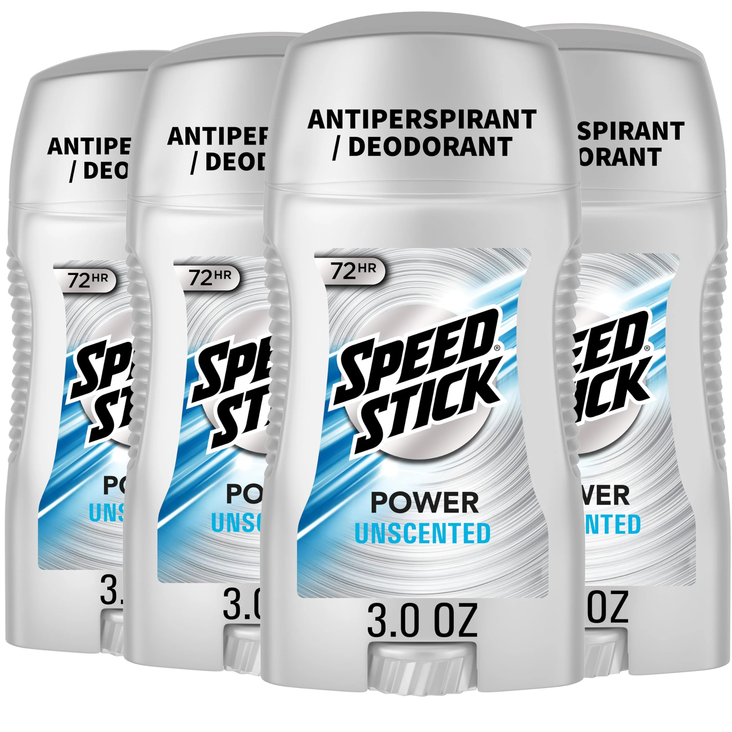Detailed Speed Stick Power Antiperspirant Deodorant for Men 72 HR Sweat Odor Protection Unscented 3.0 oz Stick 4 Pack Luxury
