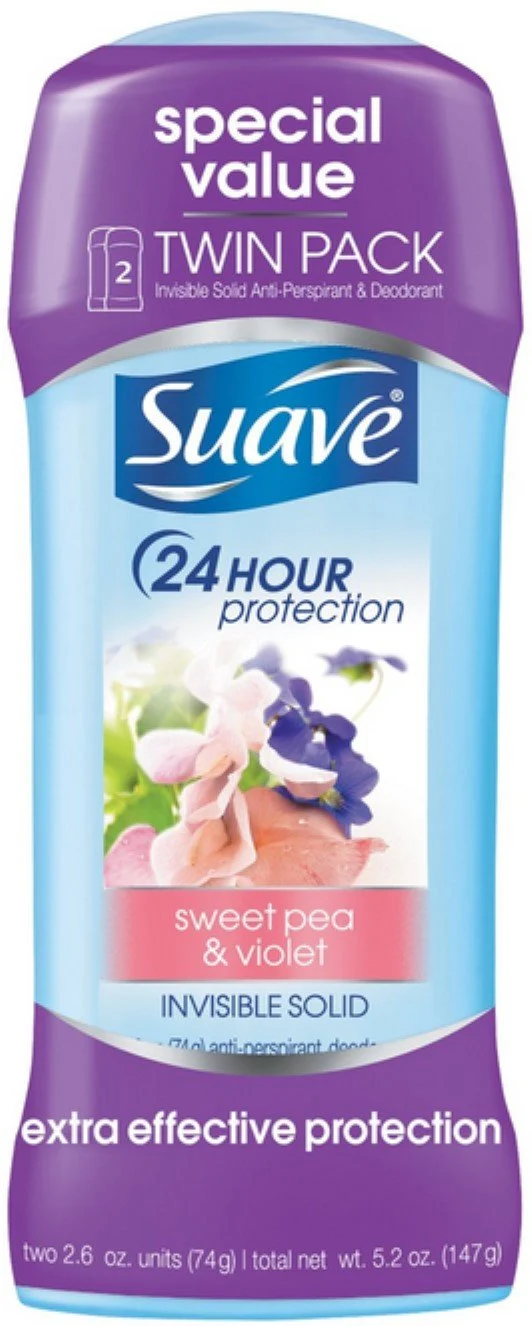 Dependable Suave Naturals Anti-Perspirant Deodorant Invisible Solid Sweet Pea Violet 2.6 oz 4 pack Advanced