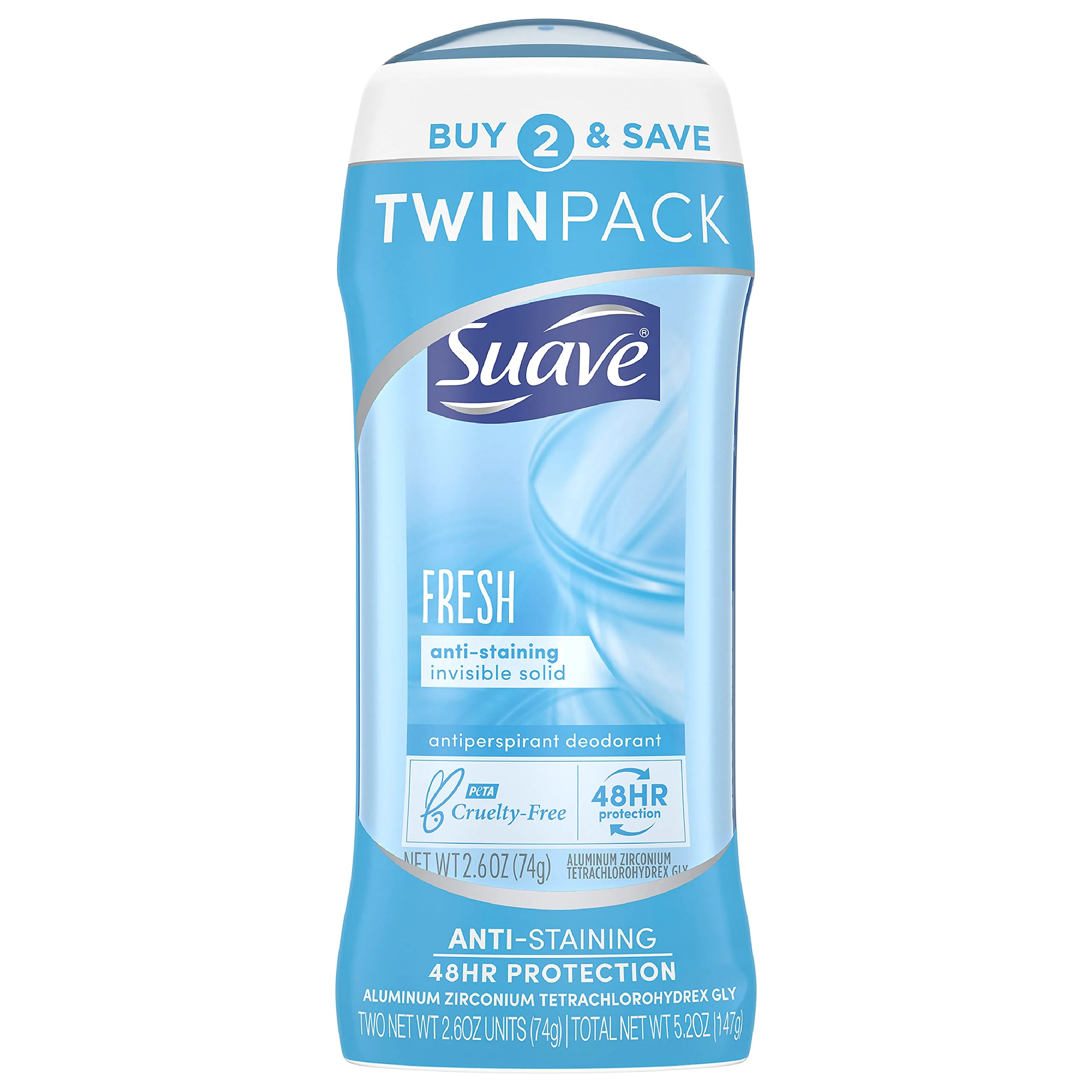 Carefully Designed Suave Deodorant Antiperspirant Deodorant Stick 48-hour Odor and Wetness Protection Fresh Deodorant for Women 2.6 oz 2 Count Stylish