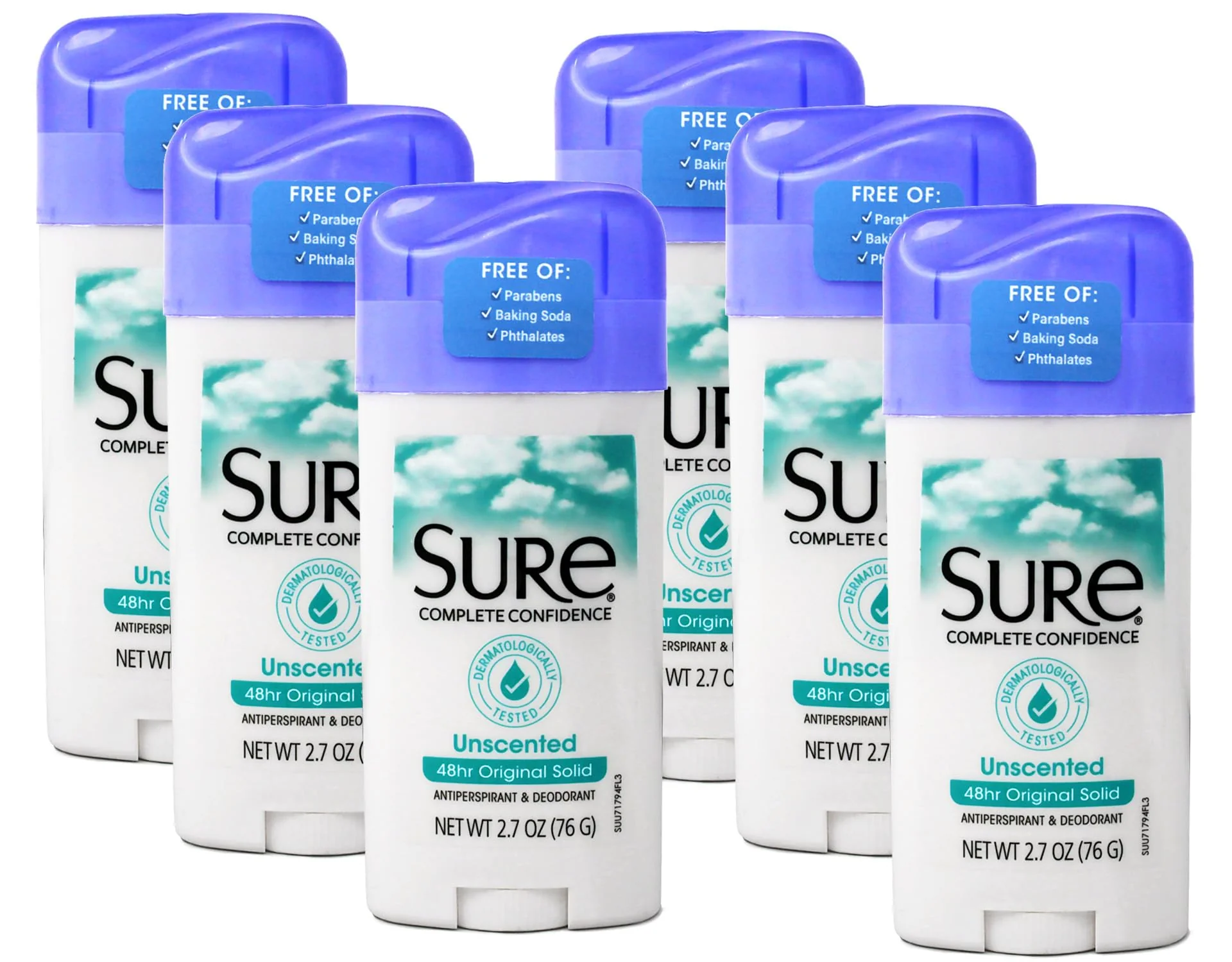 Minimalist Sure Solid Unscented Anti-Perspirant Deodorant 2.7 oz Pack of 6 Artisan