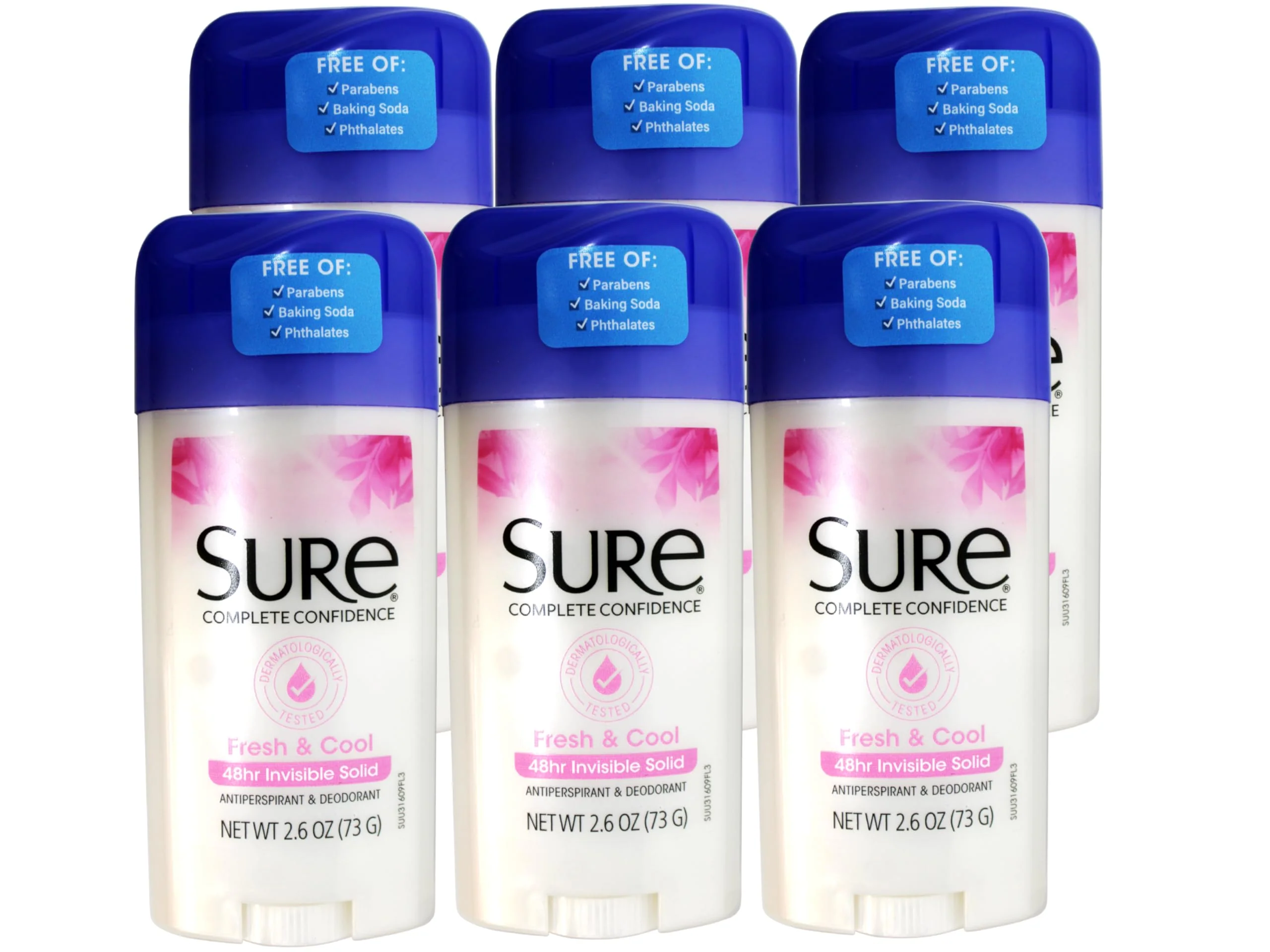 Durable Sure Anti-Perspirant Deodorant Invisible Solid Fresh Cool 2.60 oz Pack of 6 Trusted