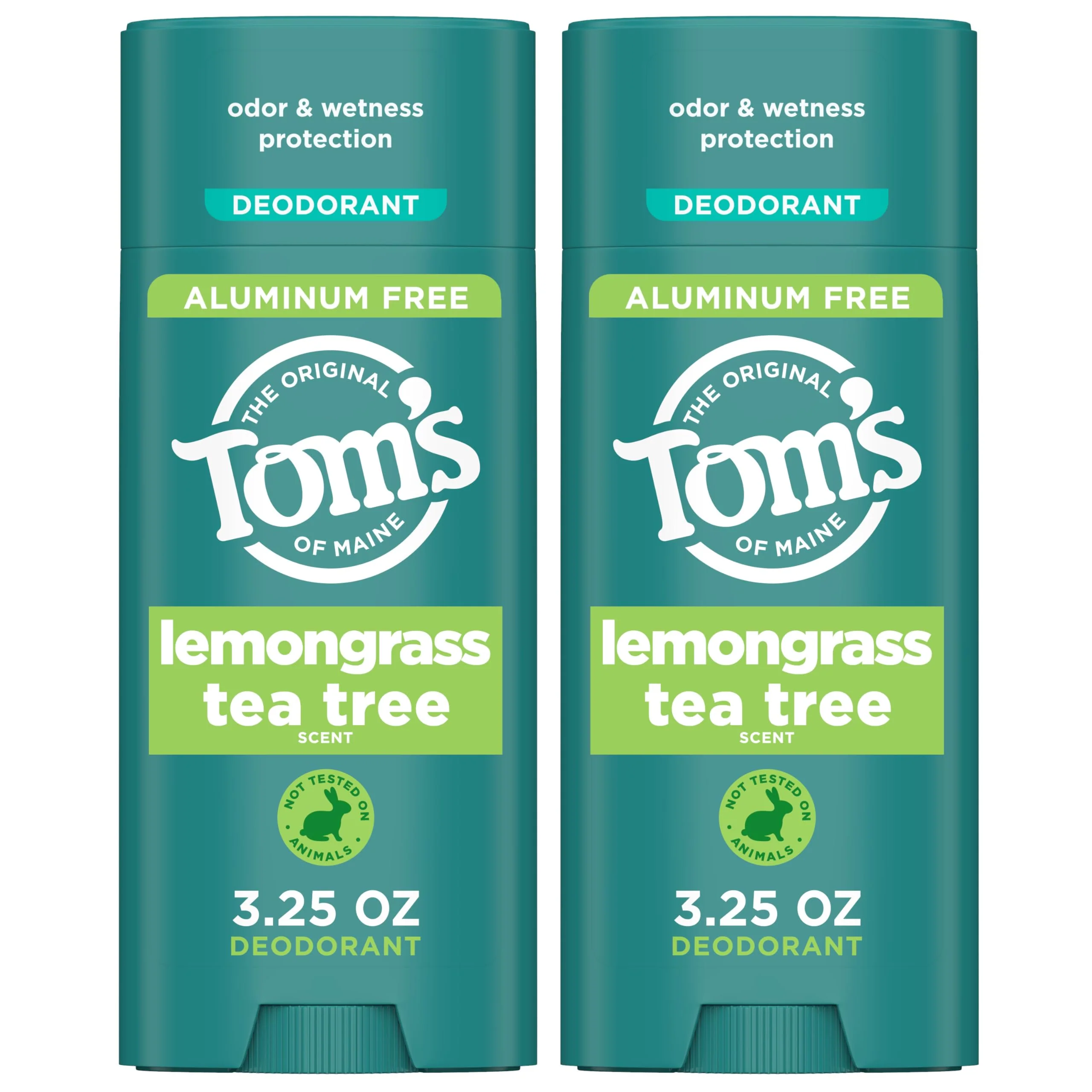 Fashionable Tom s of Maine Lemongrass Tea Tree Aluminum Natural Deodorant For Women Men - Goes on Clear - Odor Wetness Protection - Naturally Derived Effective