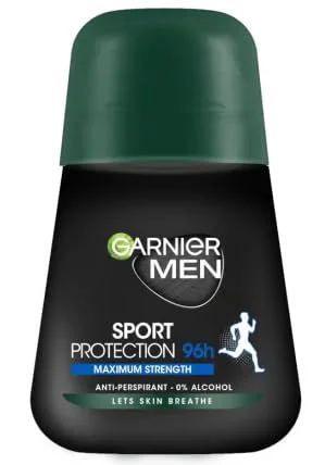 Enhanced Garnier Men Sport Protection 96h Anti-Perspirant Roll-On Maximum Strength Alcohol 1.7 Fl. Oz. PACK OF 4 Minimalist