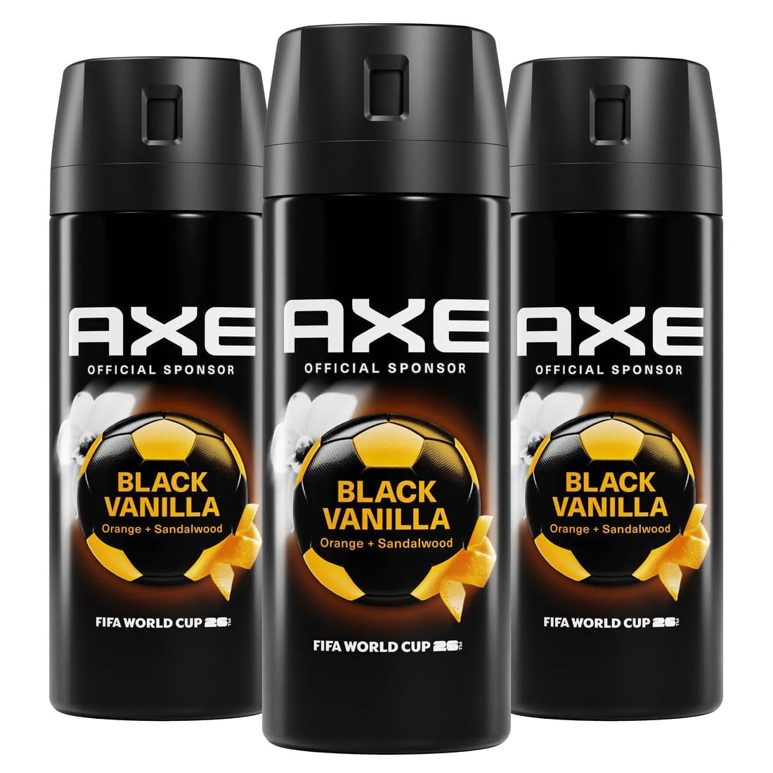 World-Class AXE Fine Fragrance Collection Body Spray 3 Count Black Vanilla 72 Hour Freshness Aluminum 2.9 oz Genuine
