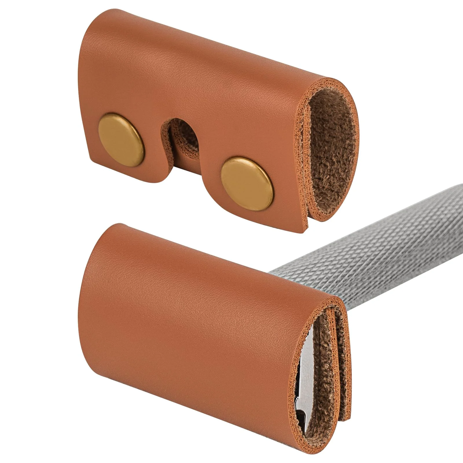 Natural Linkidea Safety Razor Head Vegan Leather Cover Double Edge Safety Razor Cover for Travel Butterfly Razor Shaving Accessories Compatible with Merkur Detailed