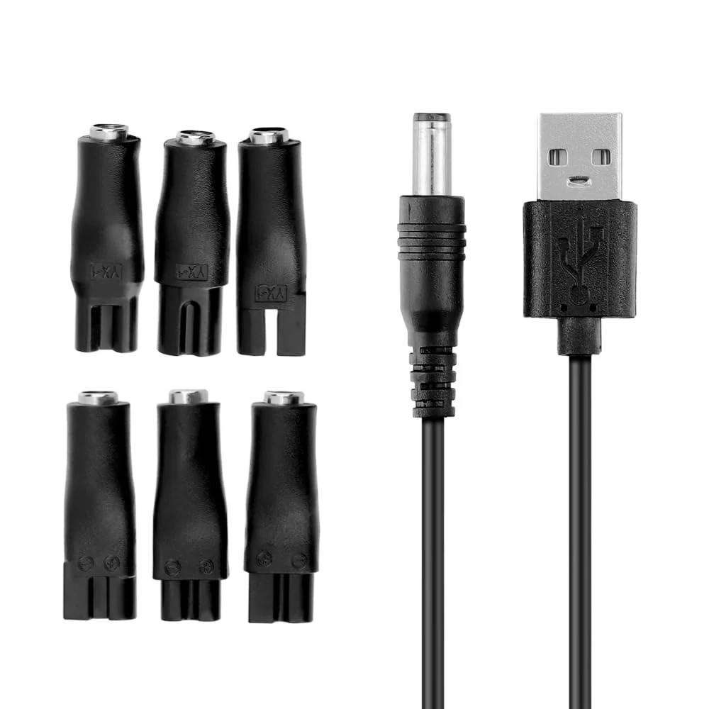 Enhanced MDCGPower 7 PCS Power Cord 5V Charger USB Adapter Compatible with Electric Hair Clippers Beard Trimmers Shavers Beauty Instruments Expertly Made