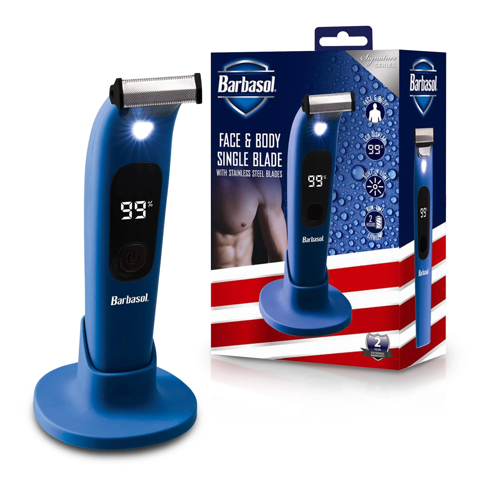 Breathable Barbasol Face and Body Shaver Hybrid Face and Body Single Blade Shaver Rechargeable with a 2 Hour Run Time Wet or Dry Shave LED Screen Built in Long-Lasting