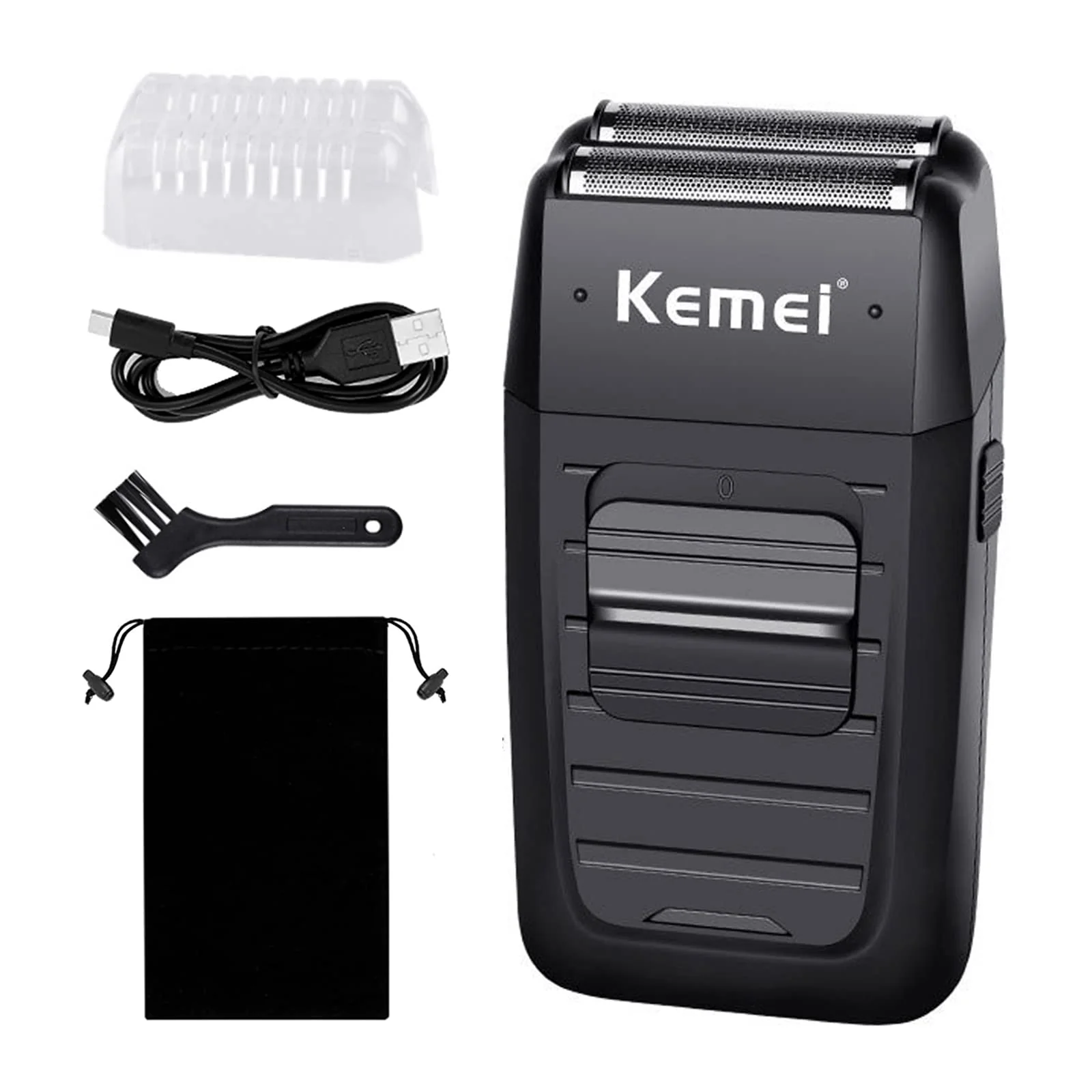 Green kemei Men's Reciprocating Cordless Razor Razor Electric Rechargeable Razor Precision Beard Sideburn Trimmer Razors Twin Blade Multifunction Grooming Reusable