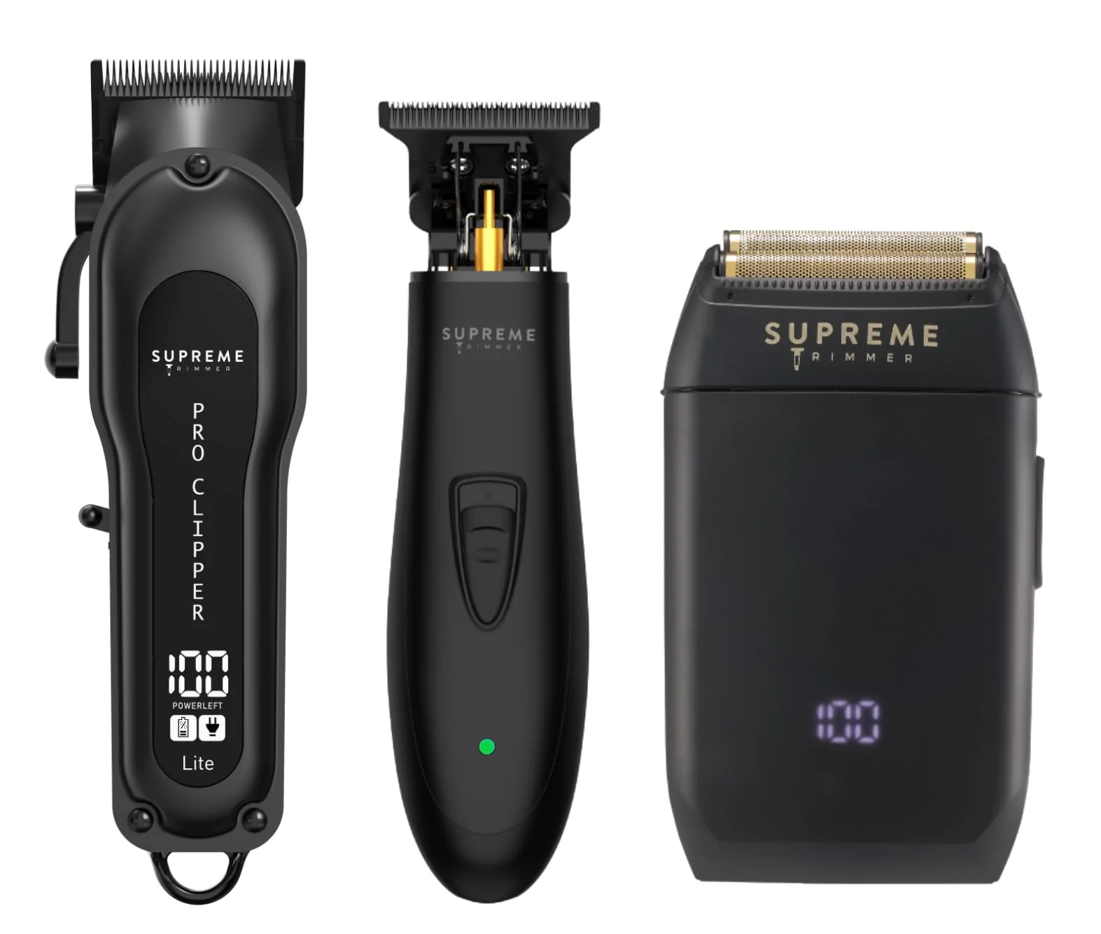 High-End Supreme Trimmer 3-in-1 Barber Bundle - Pro Clipper Lite T-Shaper Trimmer Crunch Foil Shaver - Professional Beard Trimmer Men s Hair Clipper Kit Fine Crafted